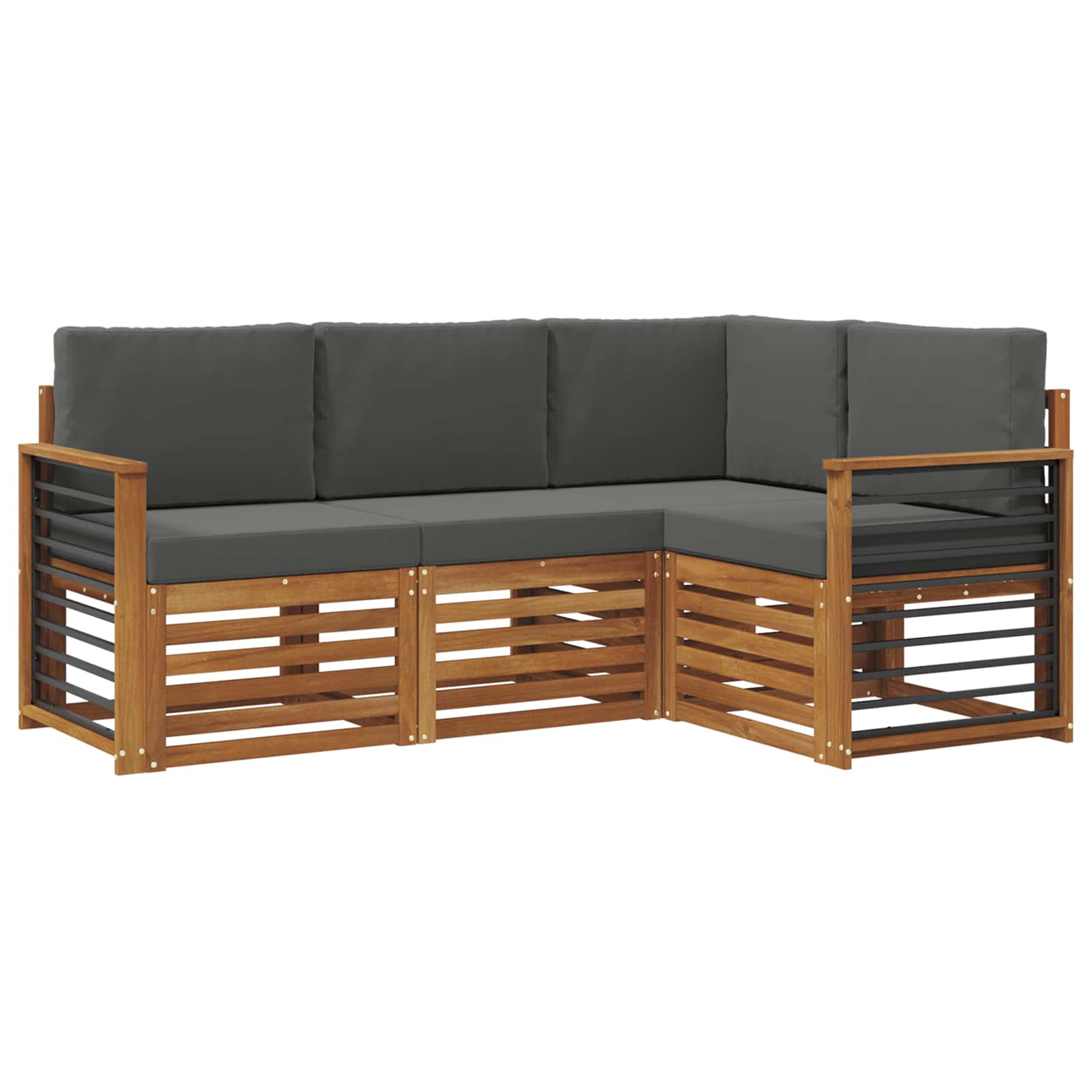 Setovi sofa 4 pcs Prirodna i antracit Čvrsto drvo akacije