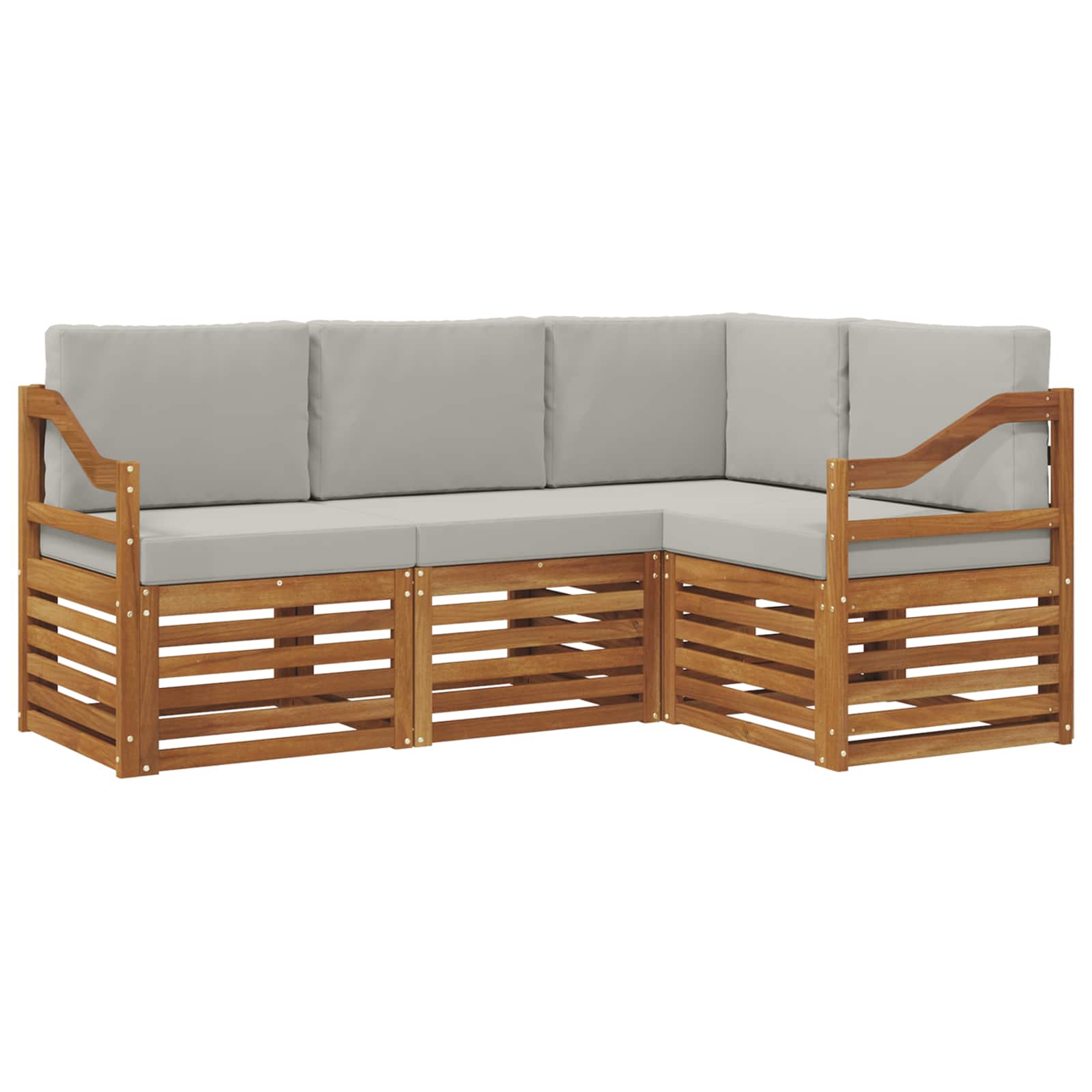 Setovi sofa 4 pcs Prirodna i svijetlo siva Čvrsto drvo akacije