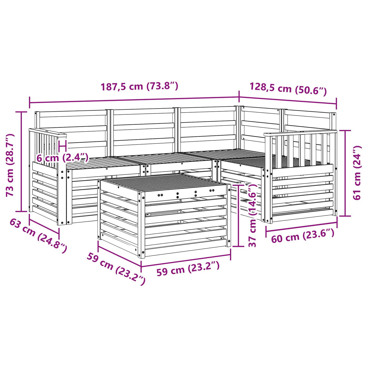 Set vanjskih sofa 5 kom. Prirodna Poliester