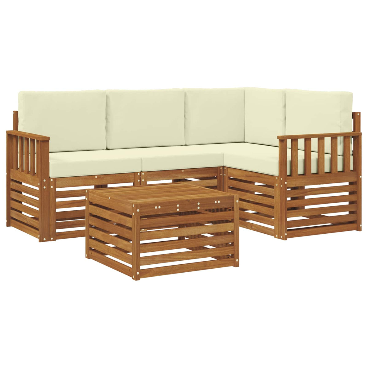 Set vanjskih sofa 5 kom. Prirodna i krem Poliester