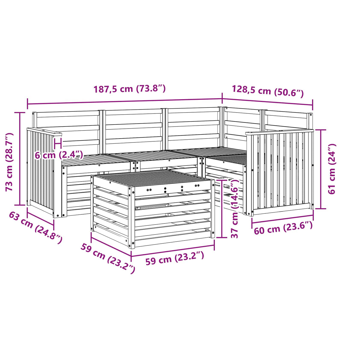 Set vanjskih sofa 5 kom. Prirodna Poliester
