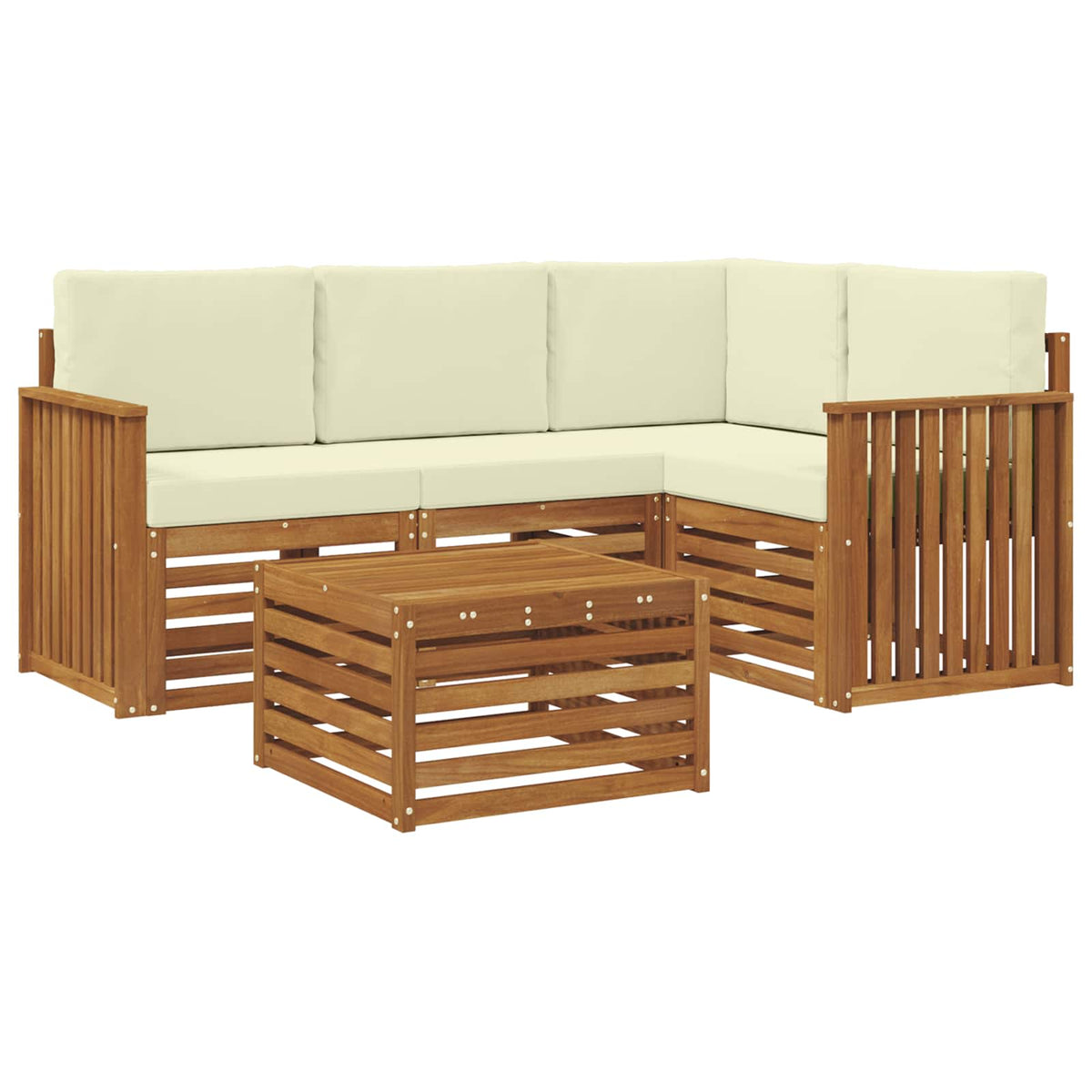 Set vanjskih sofa 5 kom. Prirodna i krem Poliester