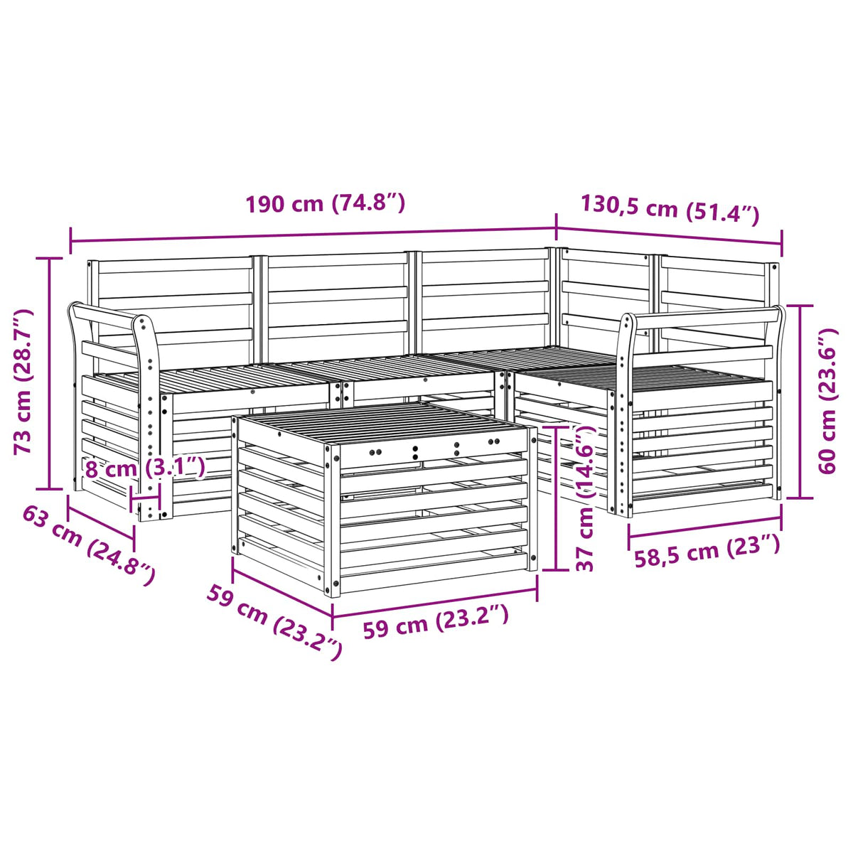 Set vanjskih sofa 5 kom. Prirodna Poliester