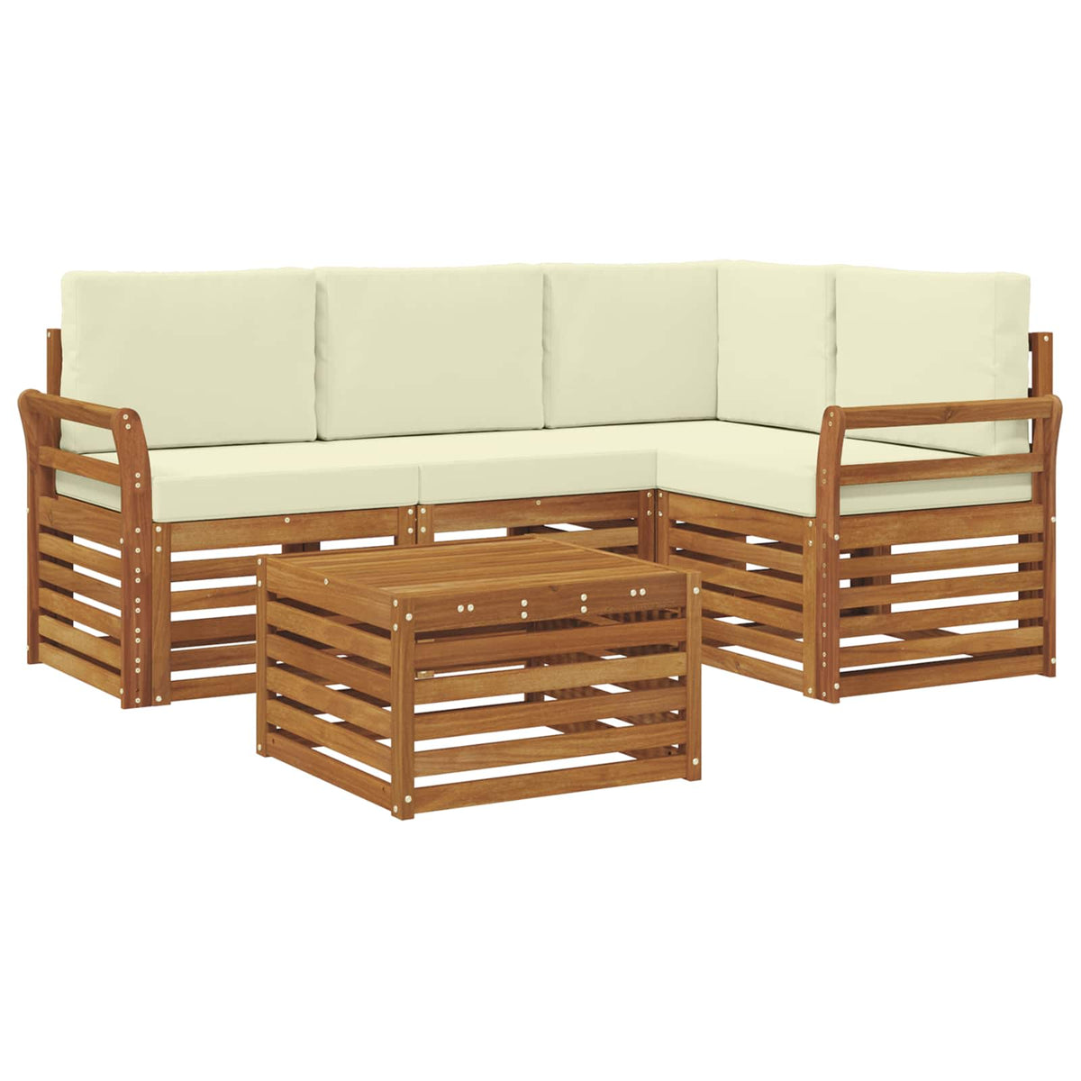 Set vanjskih sofa 5 kom. Prirodna i krem Poliester