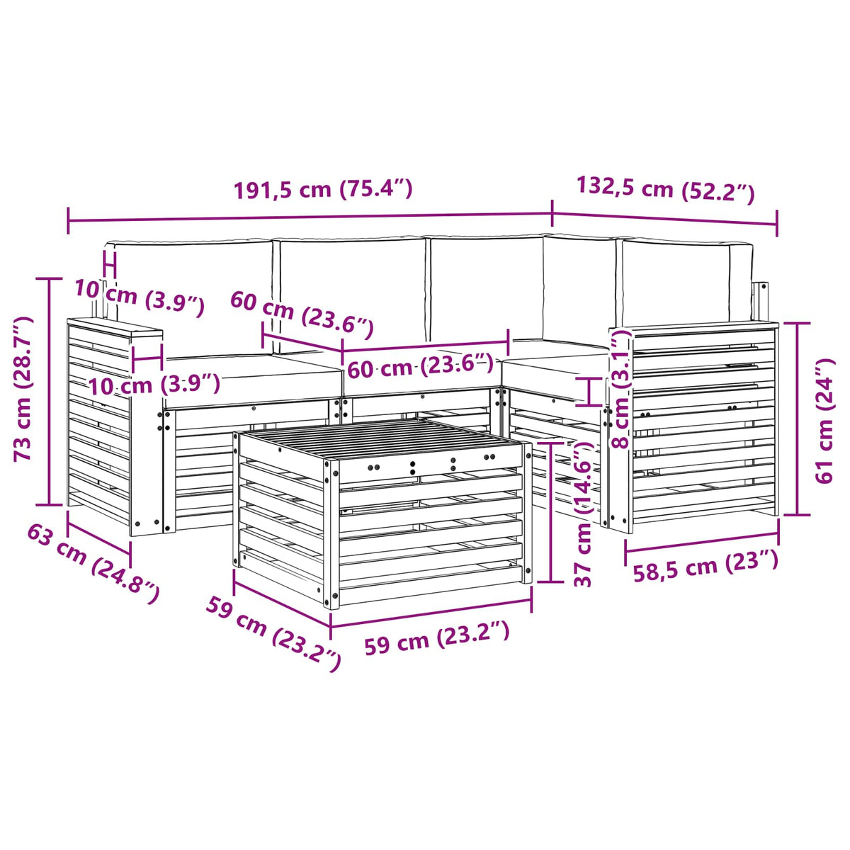Set vanjskih sofa 5 kom. Prirodna i krem Poliester