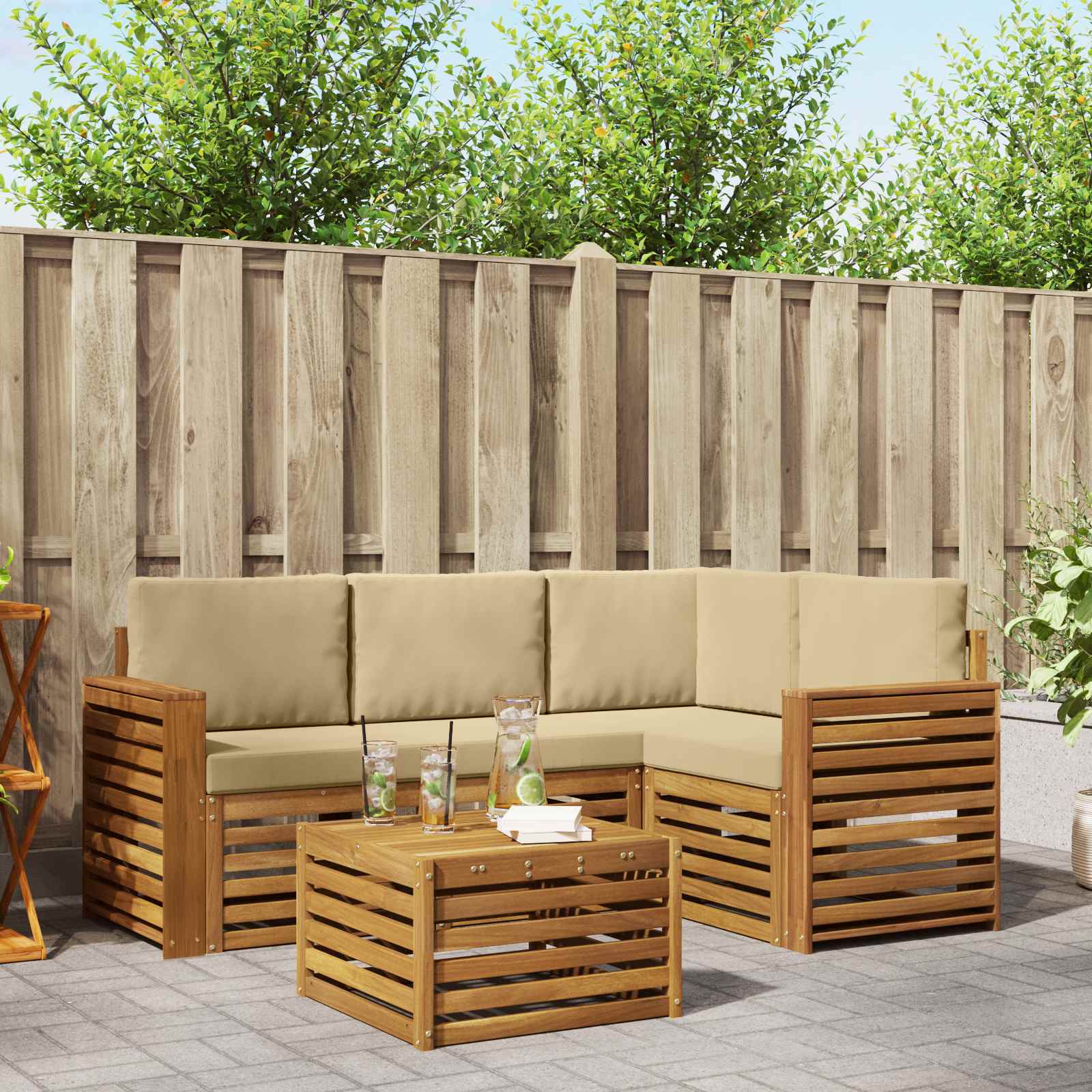 Set vanjskih sofa 5 kom. Prirodna i bež Poliester