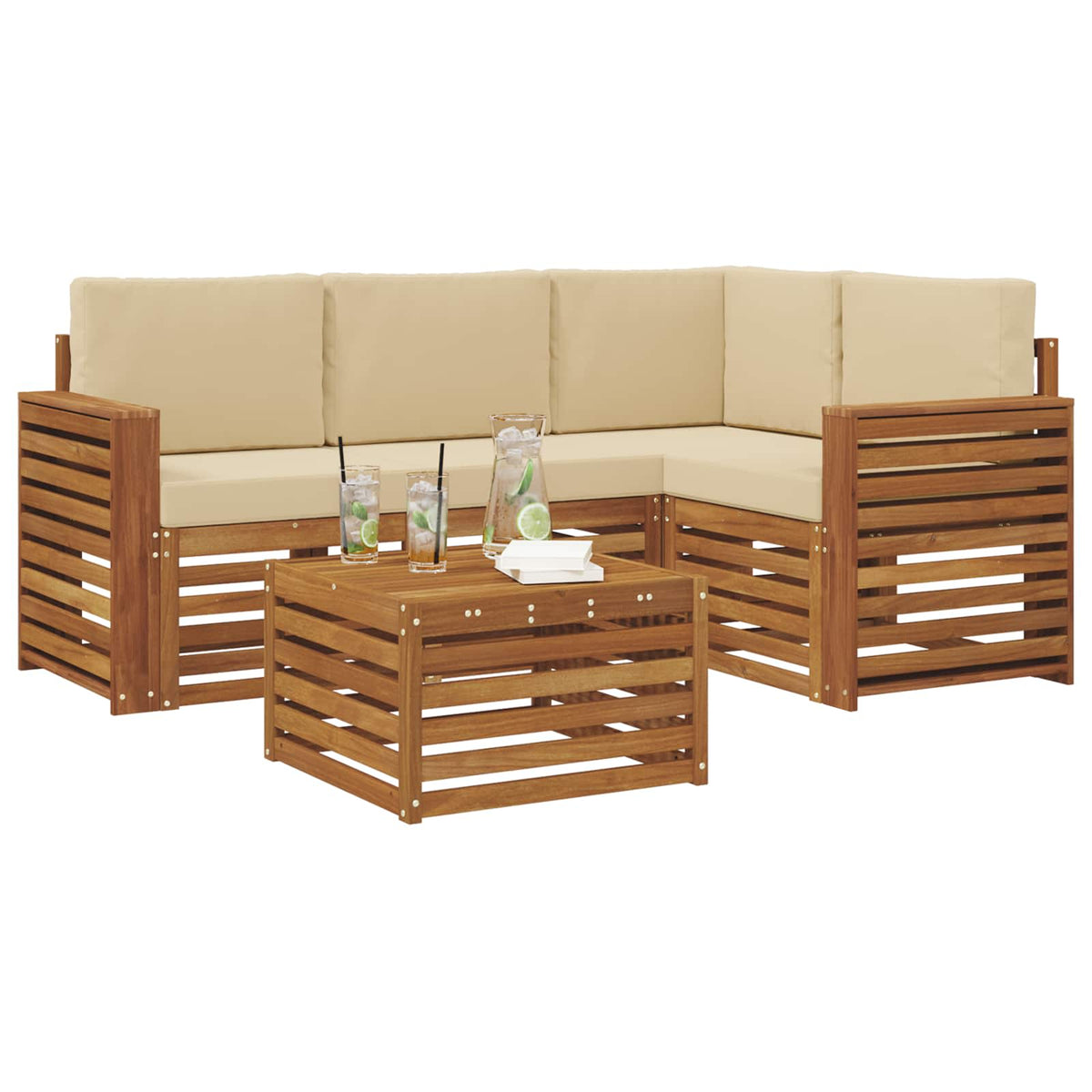 Set vanjskih sofa 5 kom. Prirodna i bež Poliester