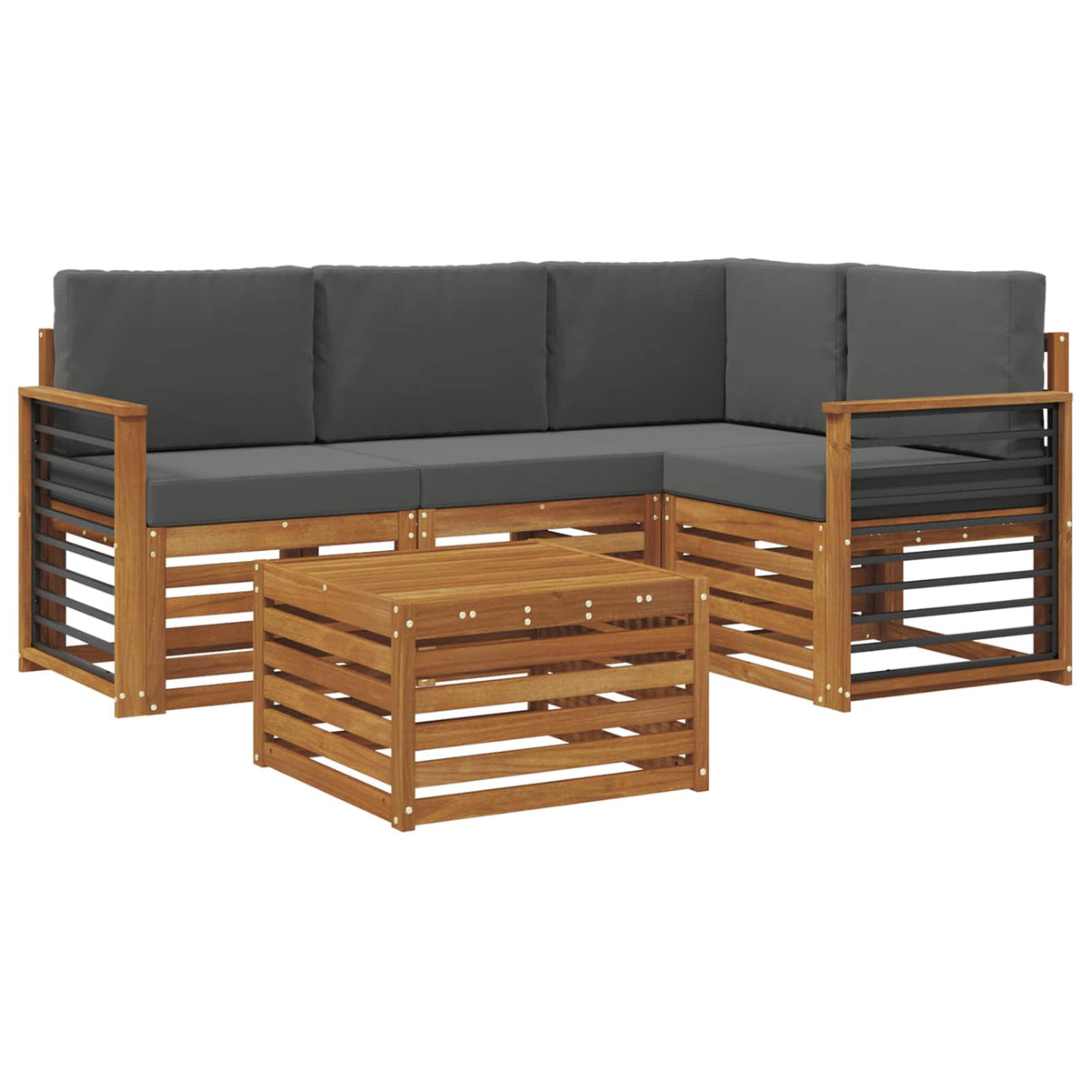 Set vanjskih sofa 5 kom. Prirodna i antracit Poliester