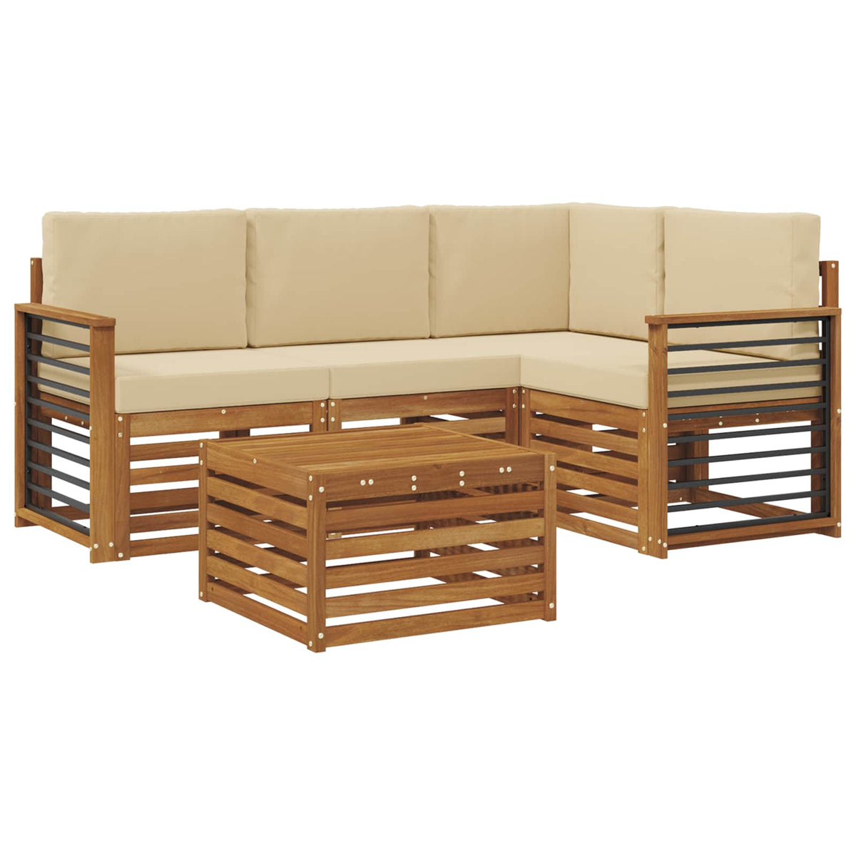 Set vanjskih sofa 5 kom. Prirodna i bež Poliester