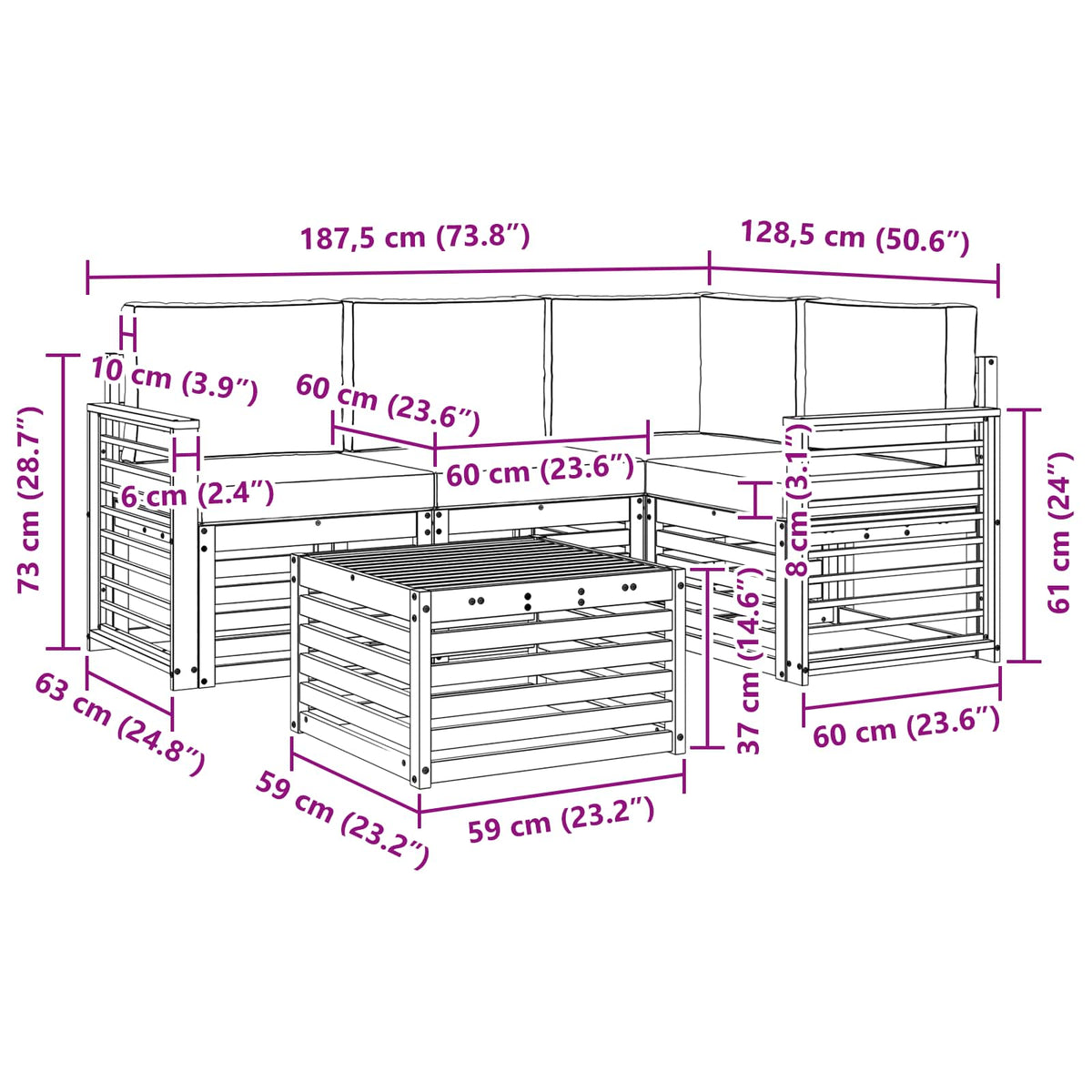 Set vanjskih sofa 5 kom. Prirodna i bež Poliester
