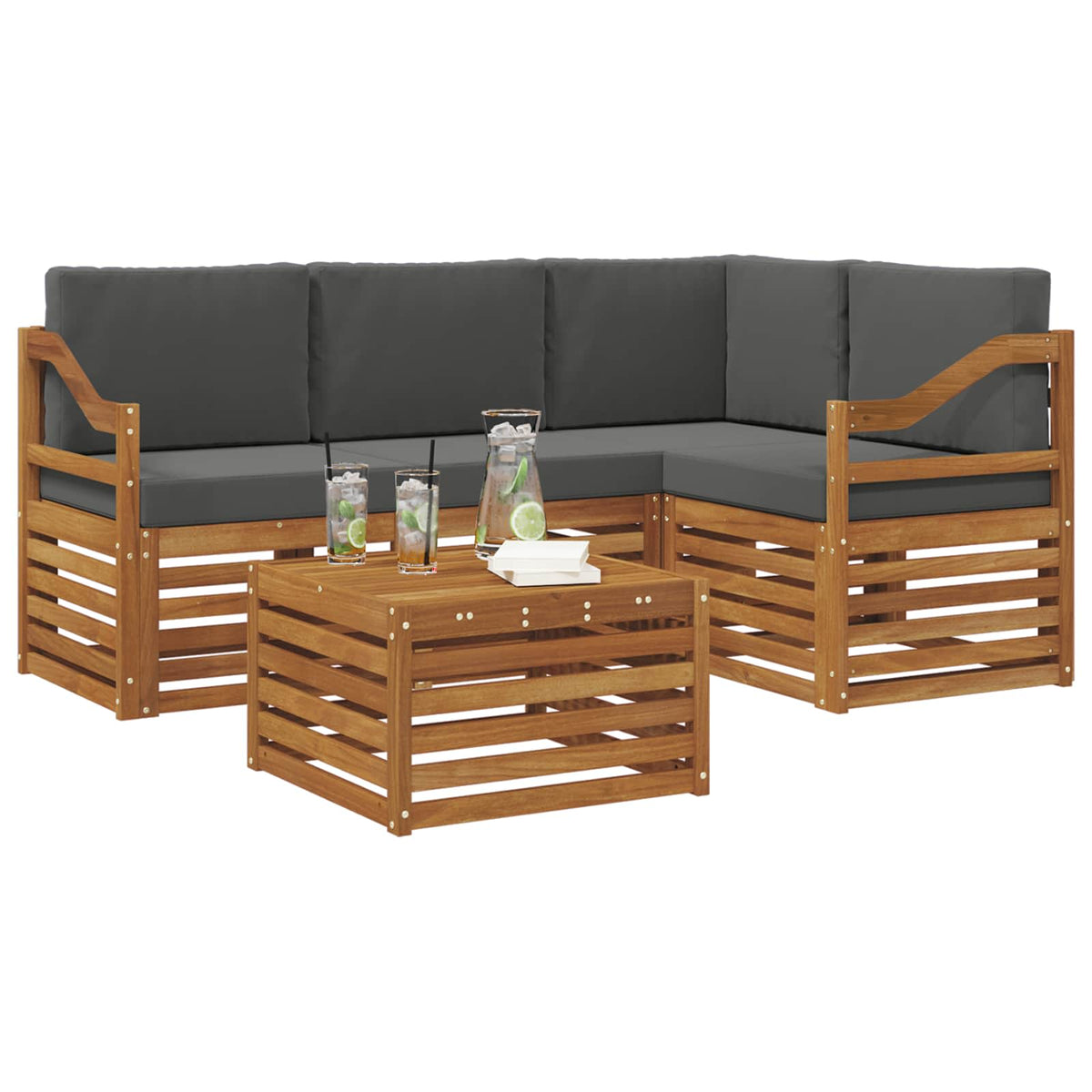 Set vanjskih sofa 5 kom. Prirodna i antracit Poliester