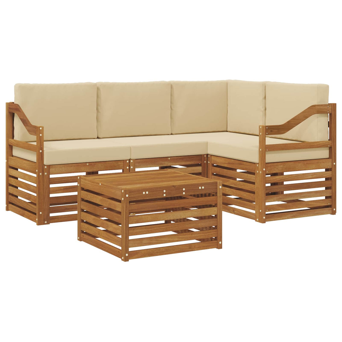 Set vanjskih sofa 5 kom. Prirodna i bež Poliester