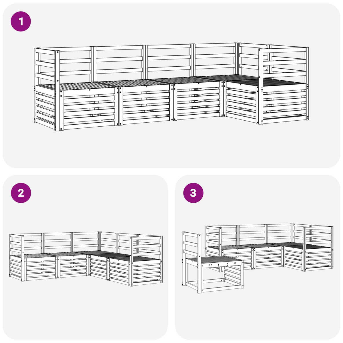 Sekcijska garnitura 5 pcs Prirodna Čvrsto drvo akacije
