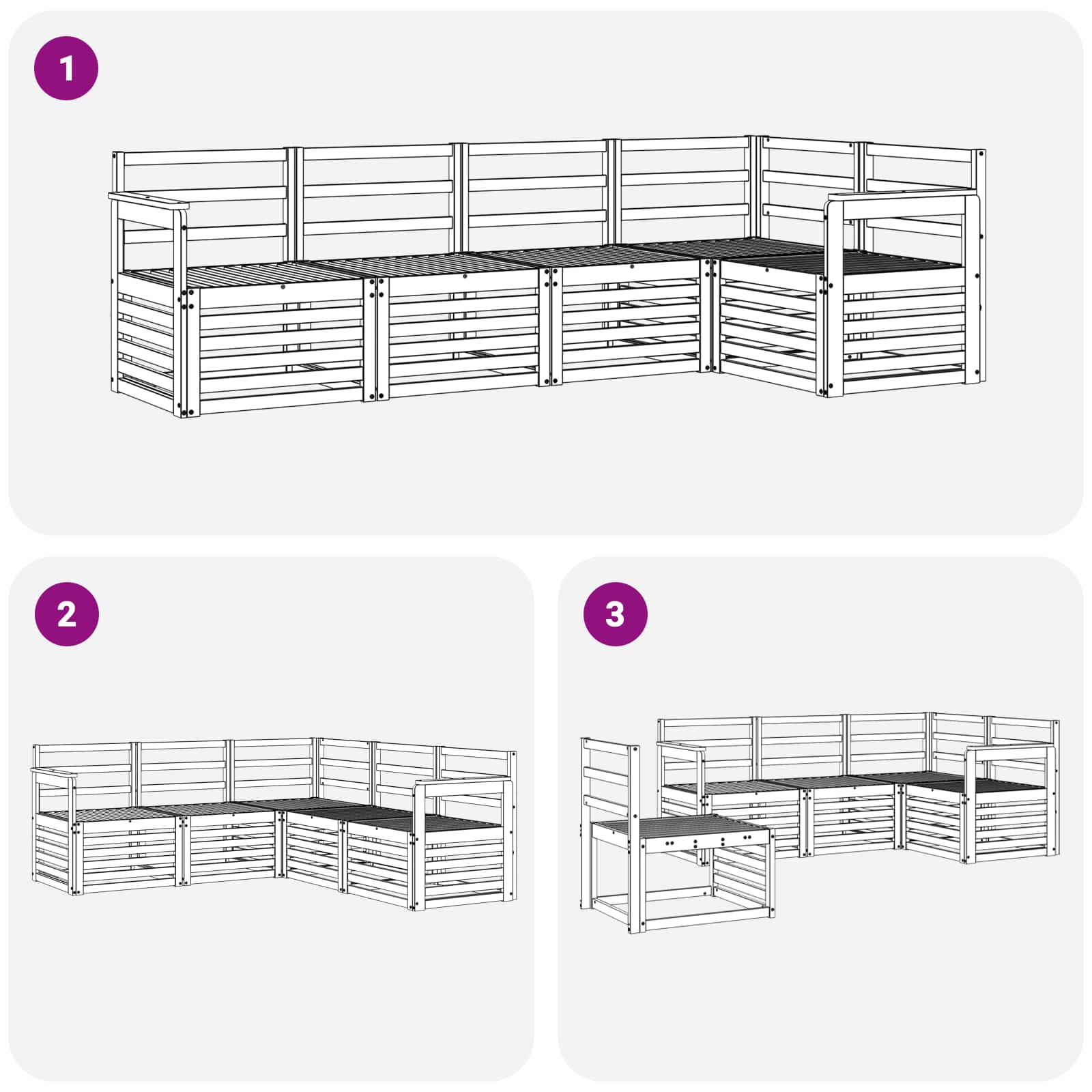 Sekcijska garnitura 5 pcs Prirodna Čvrsto drvo akacije
