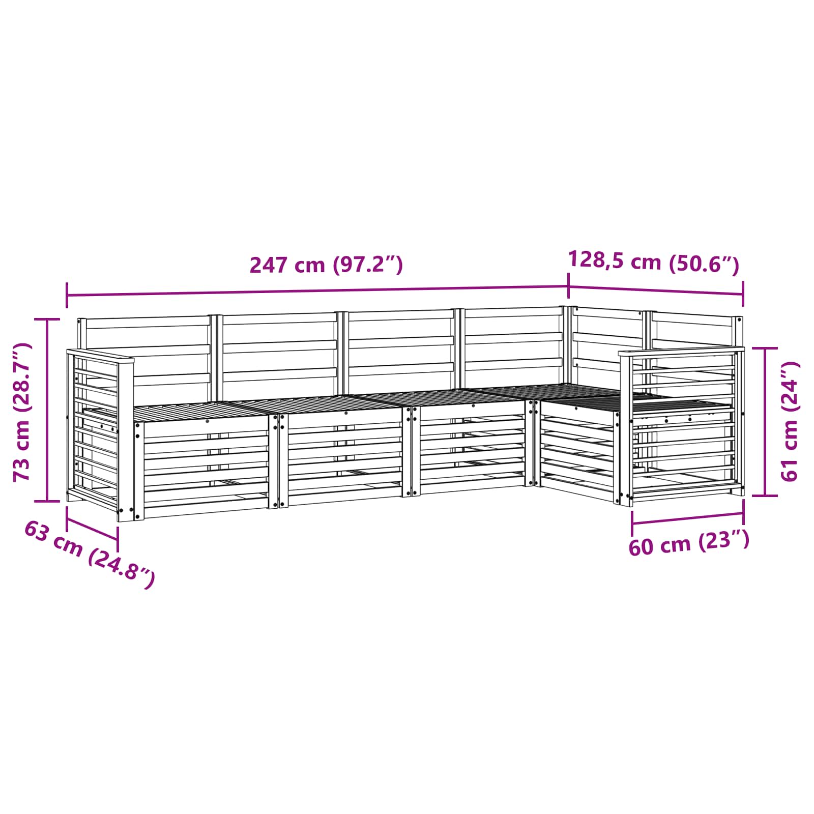 Setovi sofa 5 pcs Prirodna Čvrsto drvo akacije