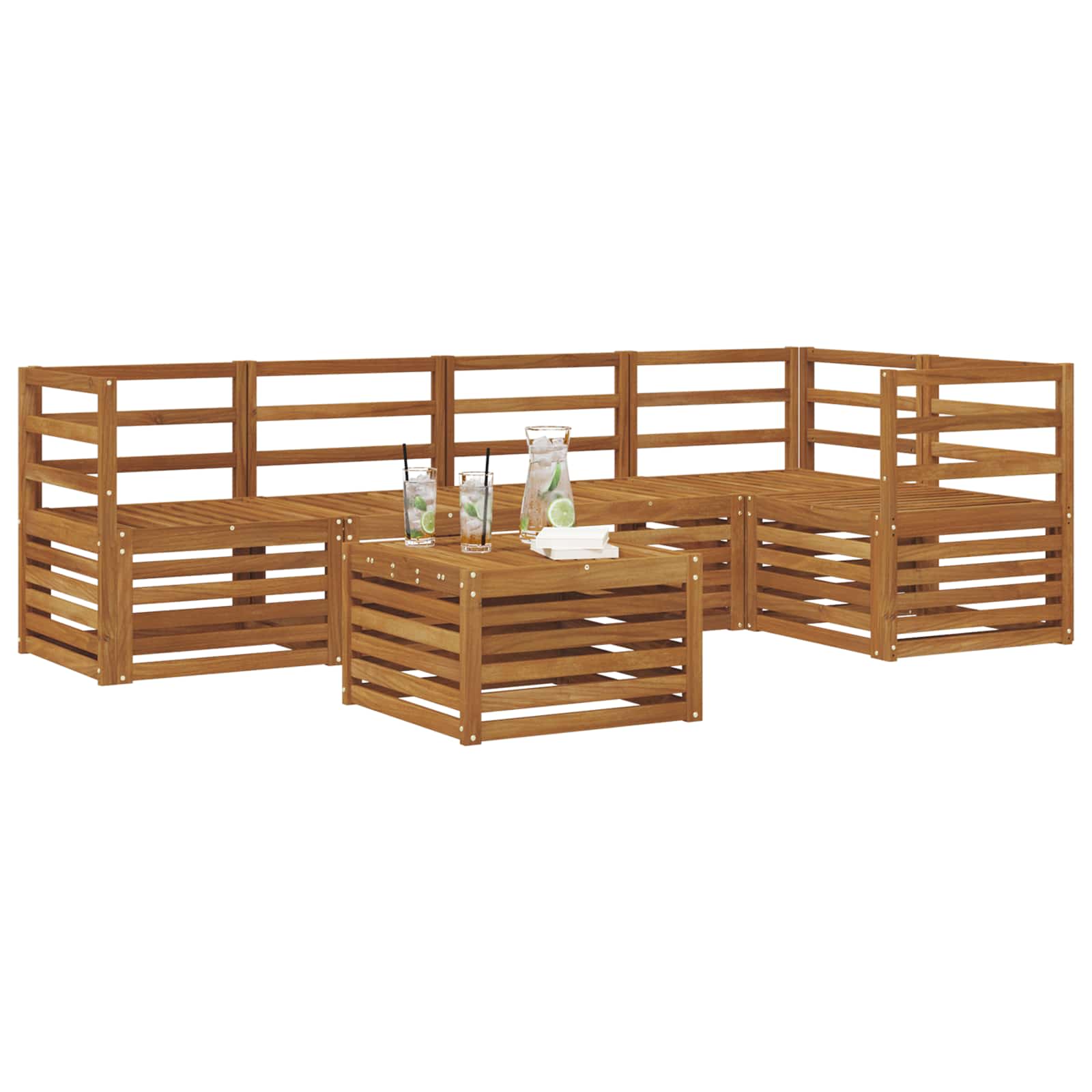 Sekcijska garnitura 6 pcs Prirodna Čvrsto drvo akacije