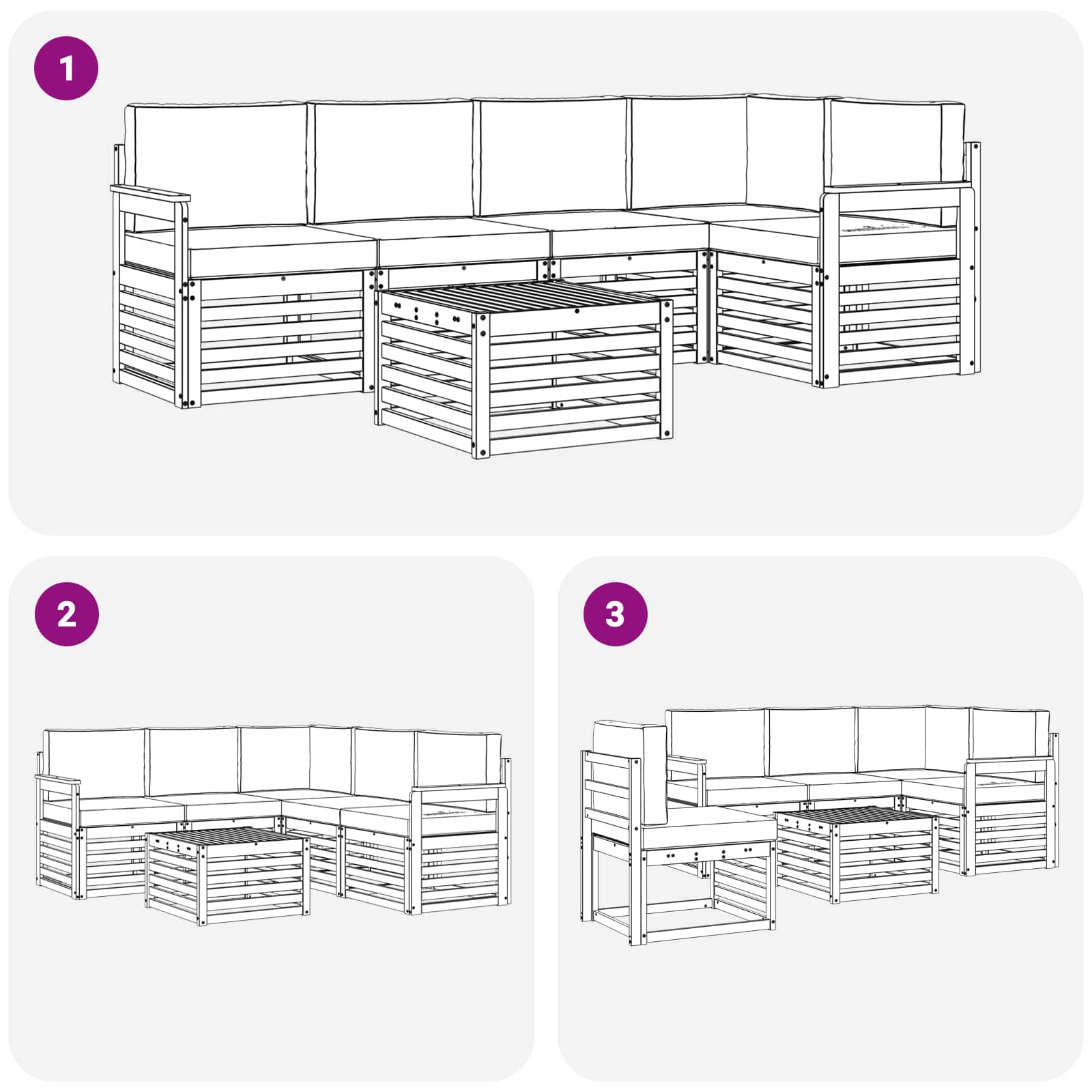 Sekcijska garnitura s jastukom 6 pcs Prirodna i antracit