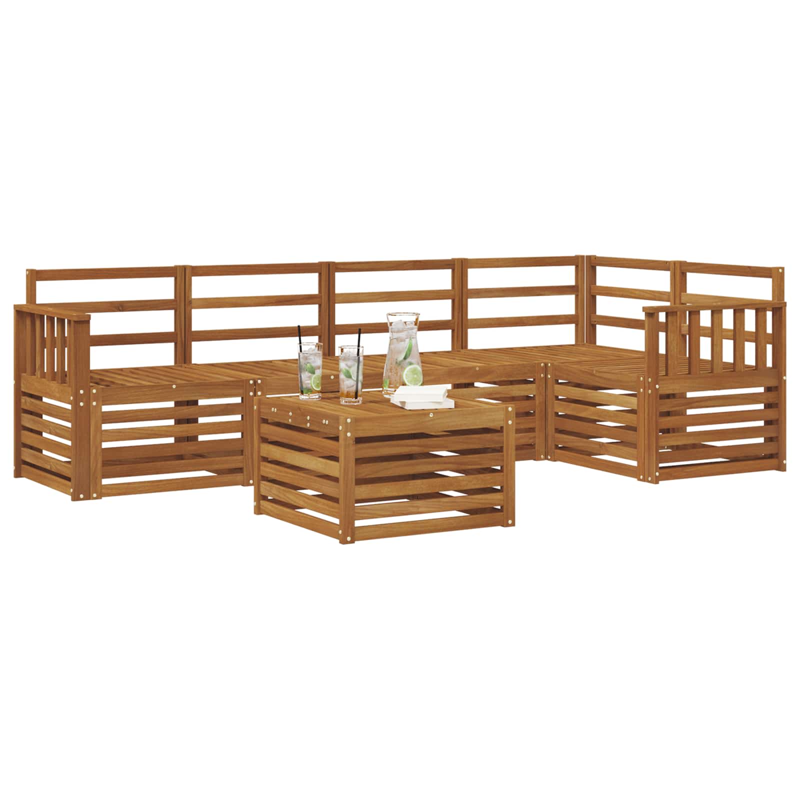 Sekcijska garnitura 6 pcs Prirodna Čvrsto drvo akacije