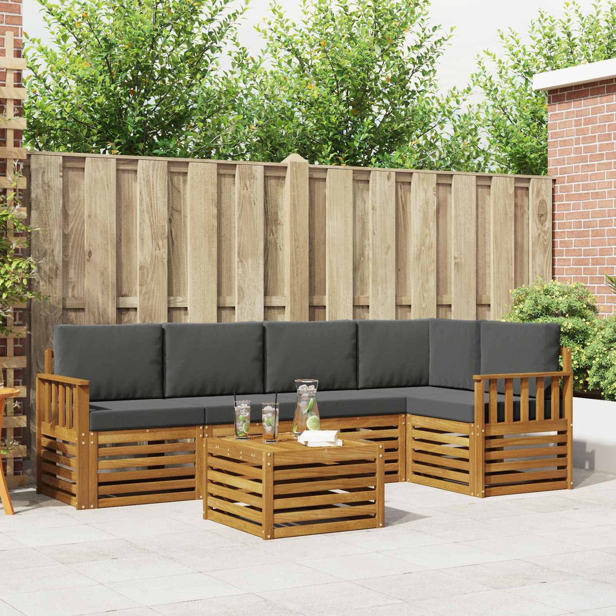 Set vanjskih sofa 6 kom. Prirodna i antracit Poliester