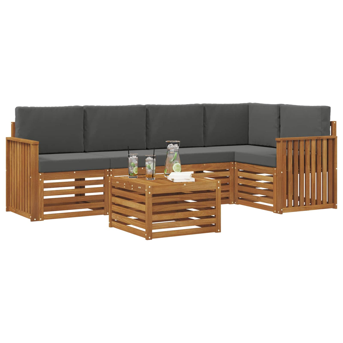 Set vanjskih sofa 6 kom. Prirodna i antracit Poliester