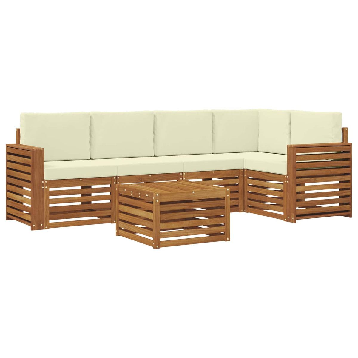 Set vanjskih sofa 6 kom. Prirodna i krem Poliester