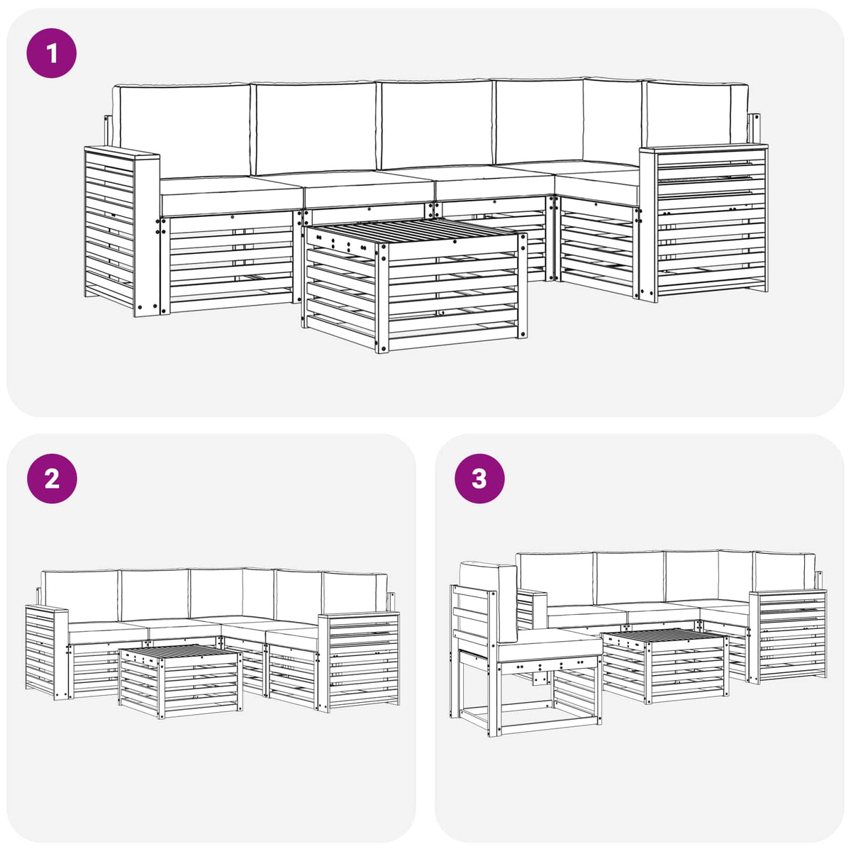 Set vanjskih sofa 6 kom. Prirodna i krem Poliester