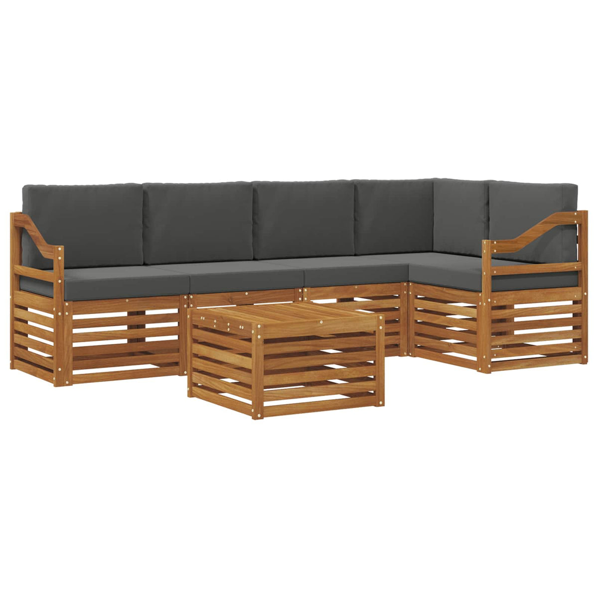 Set vanjskih sofa 6 kom. Prirodna i antracit Poliester