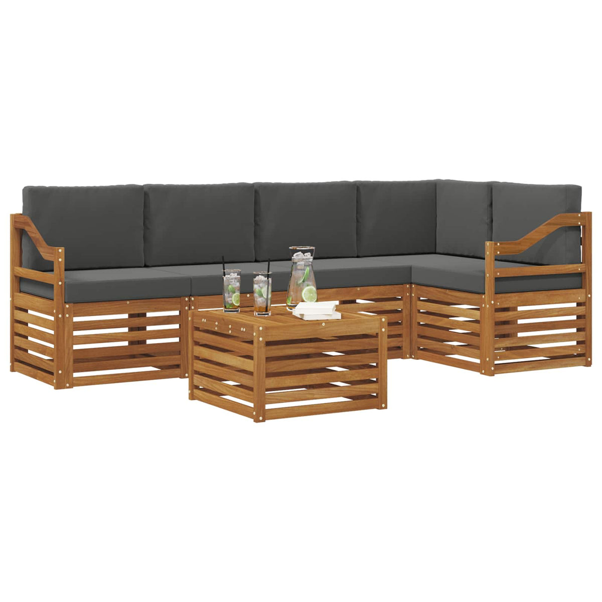 Set vanjskih sofa 6 kom. Prirodna i antracit Poliester