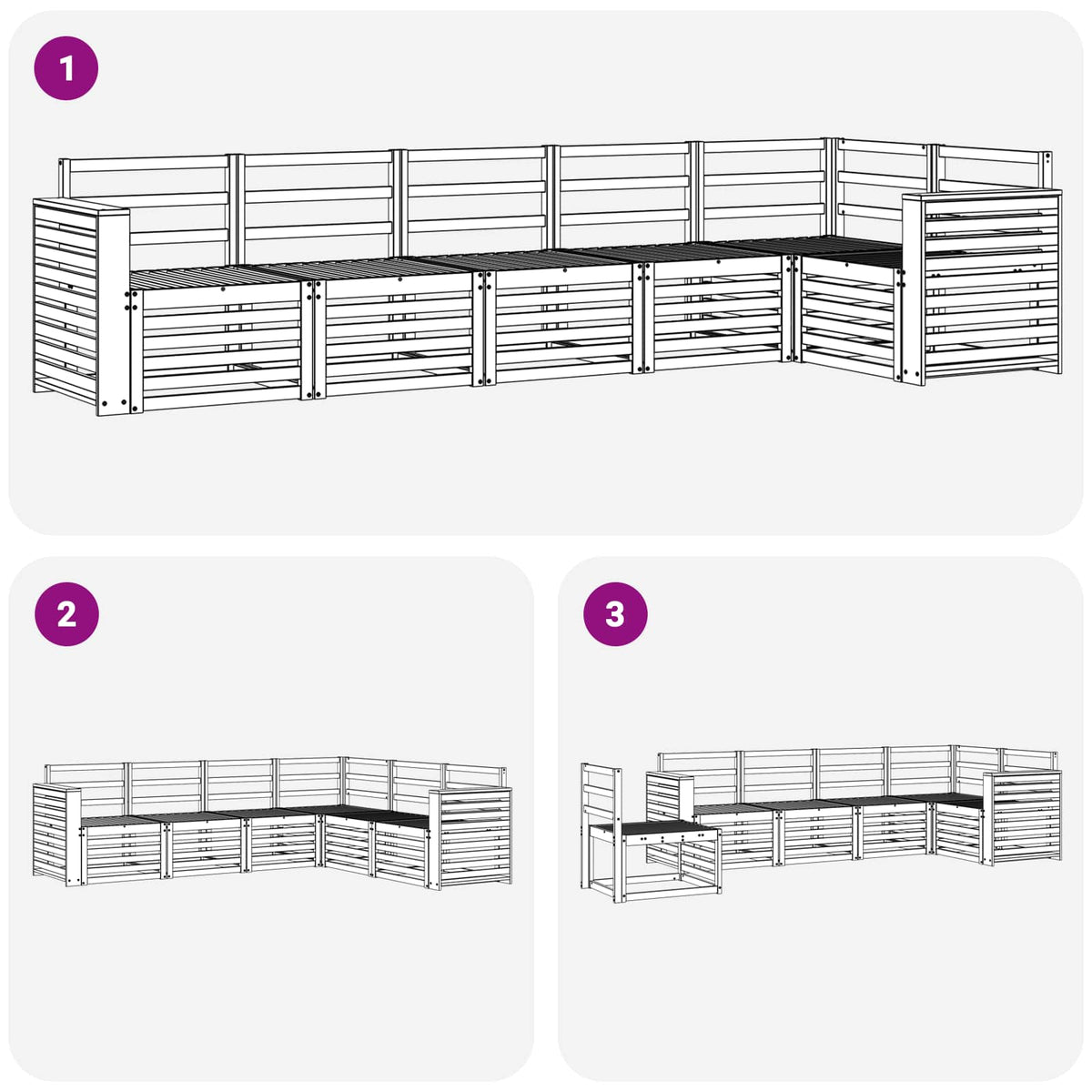 Set vanjskih sofa 6 kom. Prirodna Poliester Bijela 310 x 132,5 x 73 cm