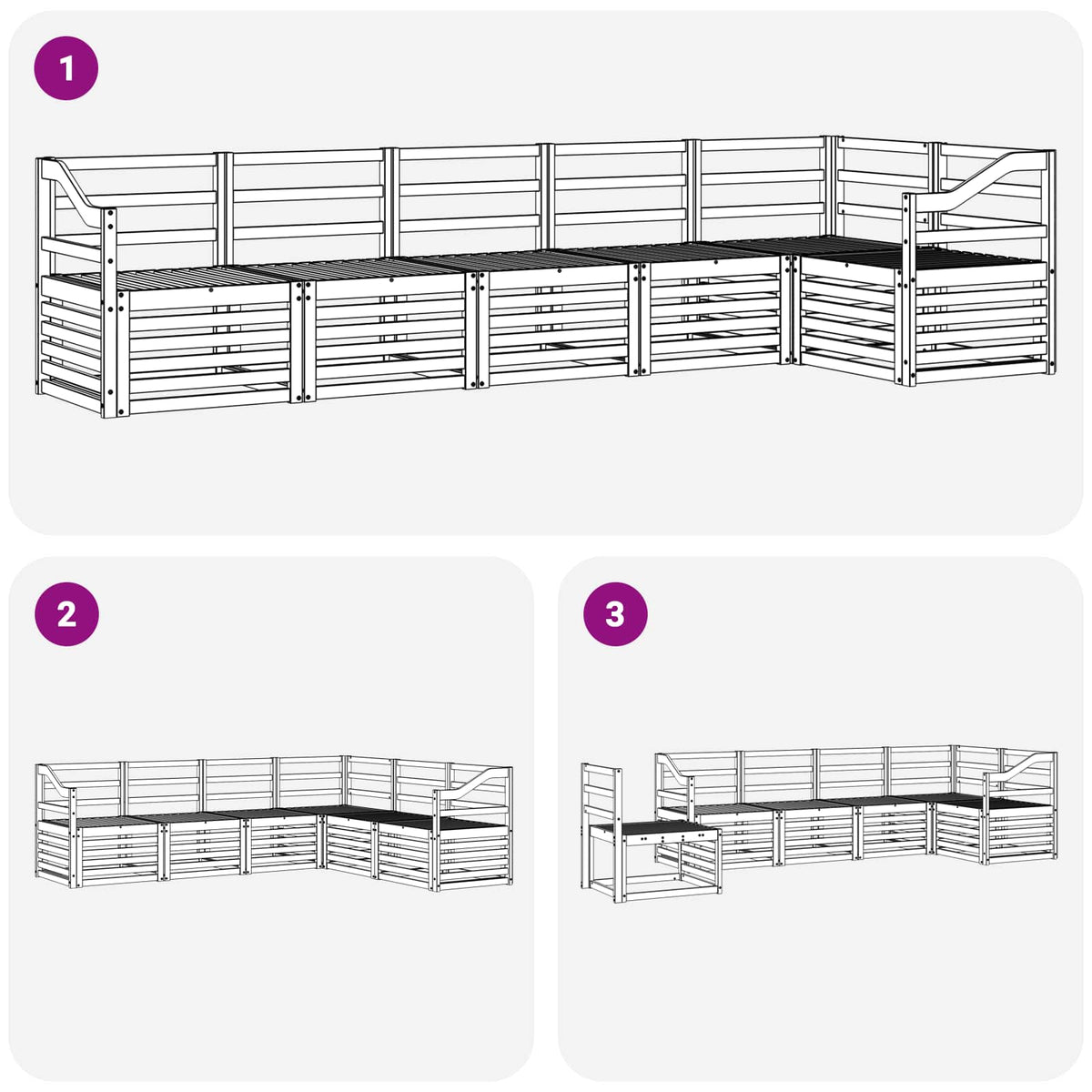 Set vanjskih sofa 6 kom. Prirodna Poliester Bijela 304 x 126,5 x 73 cm
