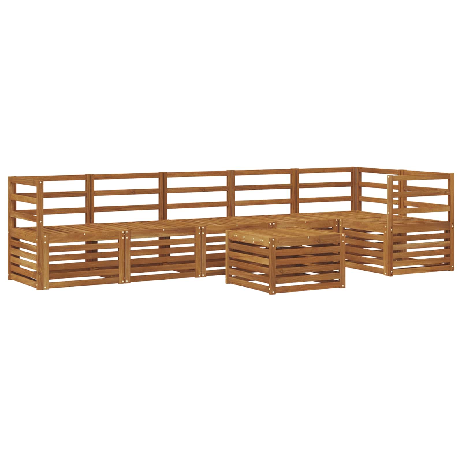 Sekcijska garnitura 7 pcs Prirodna Čvrsto drvo akacije