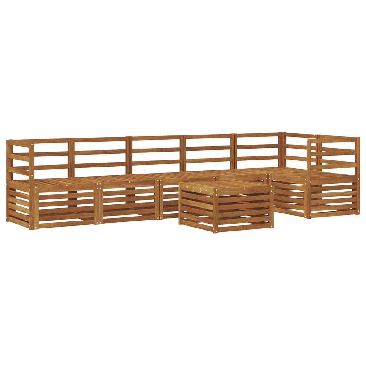 Sekcijska garnitura 7 pcs Prirodna Čvrsto drvo akacije