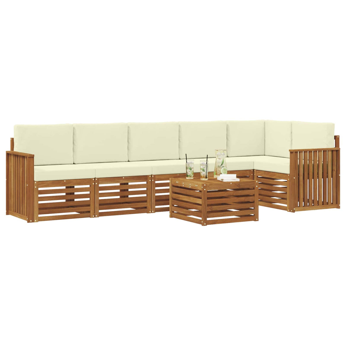 Set vanjskih sofa 7 kom. Prirodna i krem Poliester