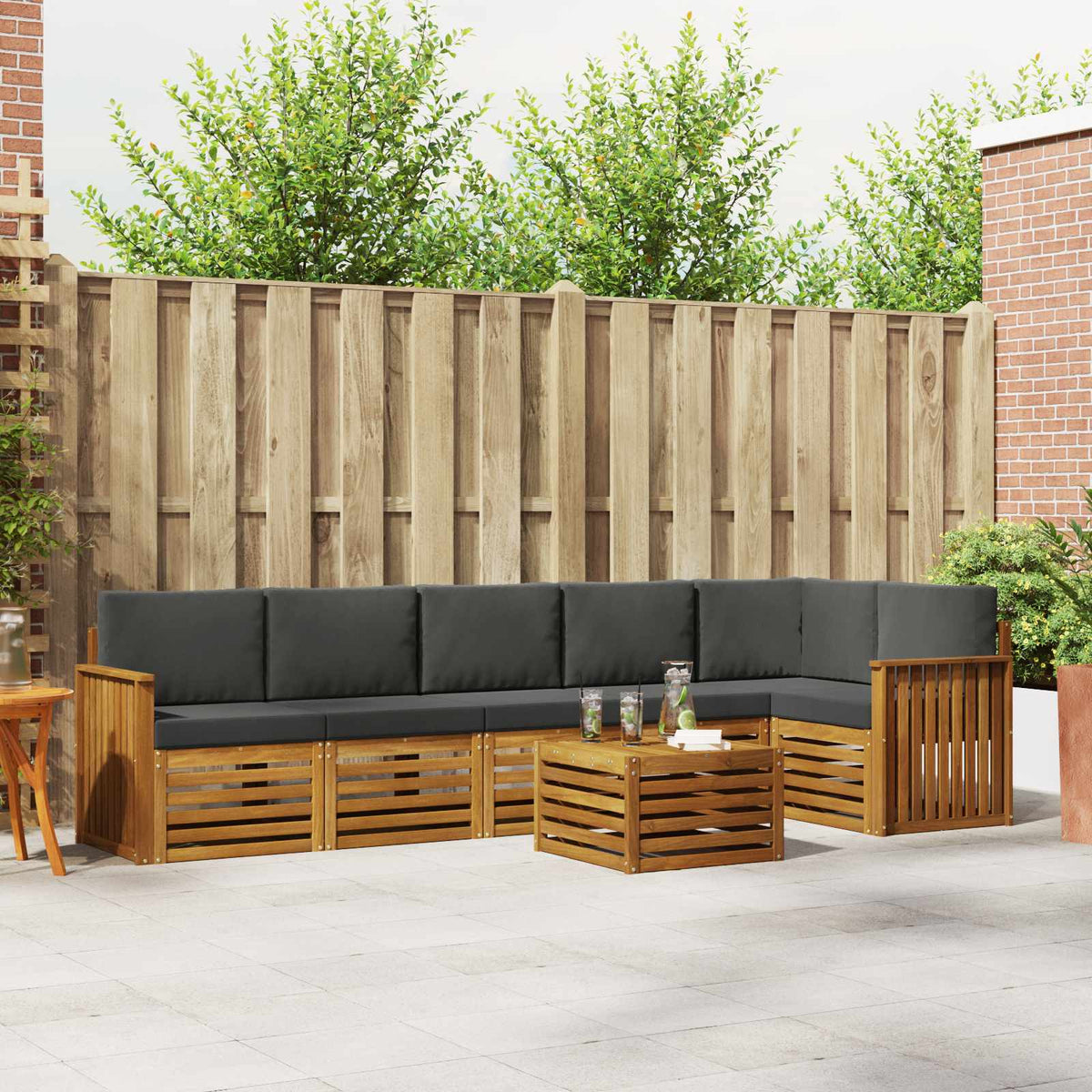 Set vanjskih sofa 7 kom. Prirodna i antracit Poliester