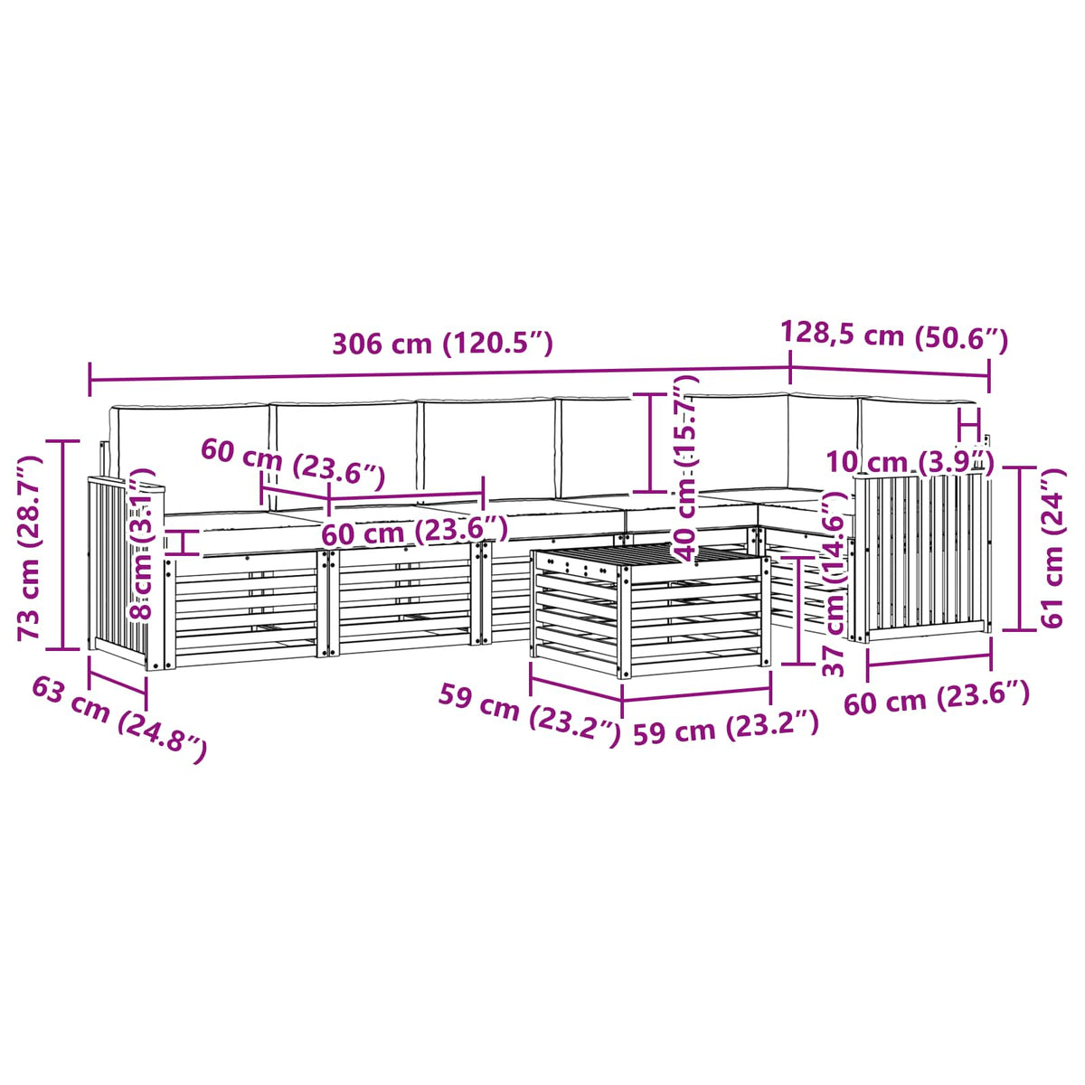 Set vanjskih sofa 7 kom. Prirodna i antracit Poliester