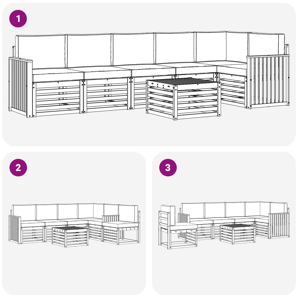 Set vanjskih sofa 7 kom. Prirodna i antracit Poliester
