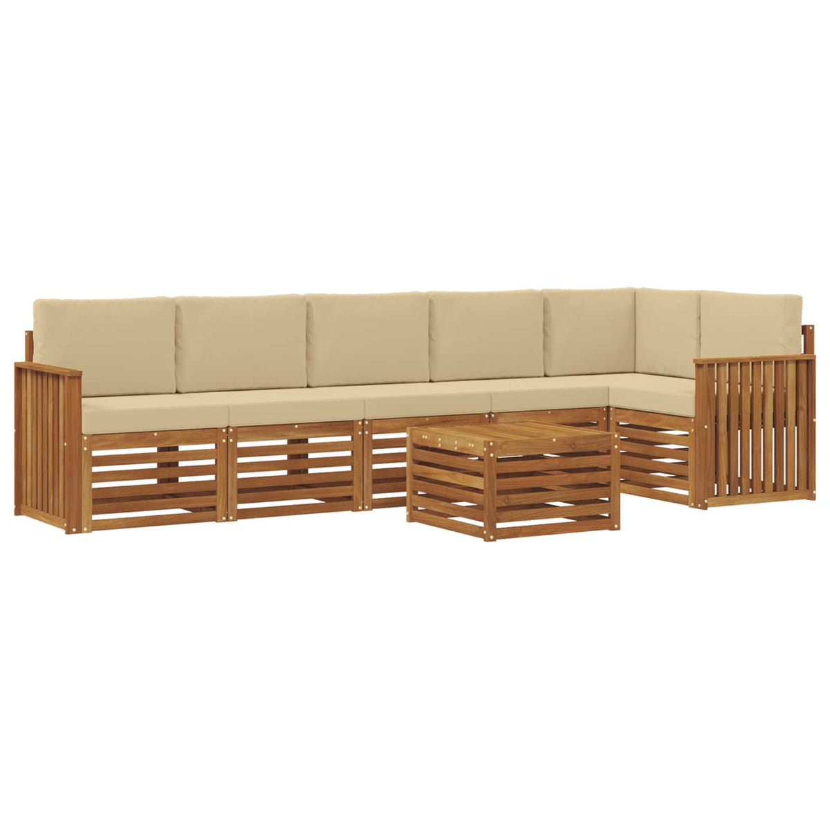 Set vanjskih sofa 7 kom. Prirodna i bež Poliester