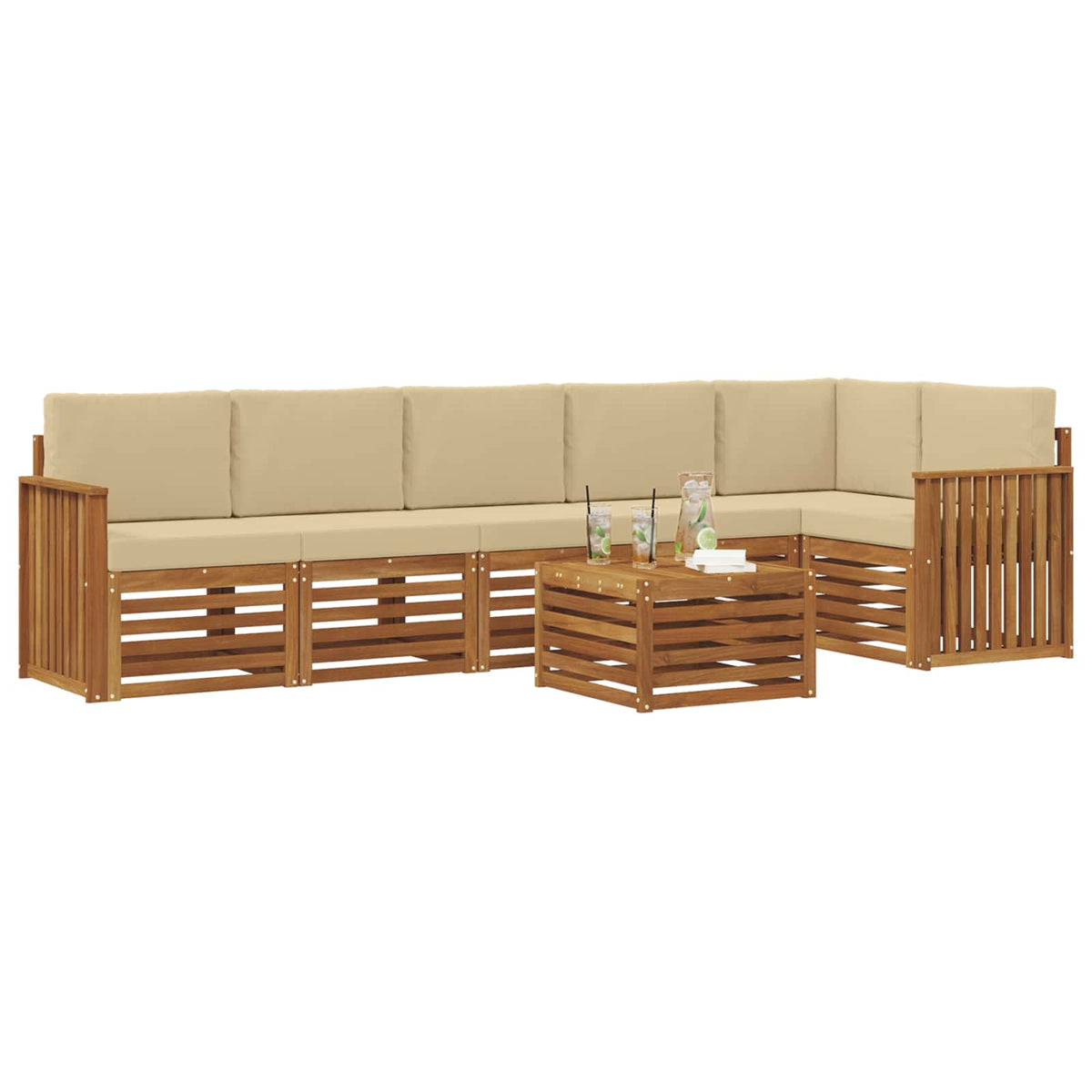 Set vanjskih sofa 7 kom. Prirodna i bež Poliester