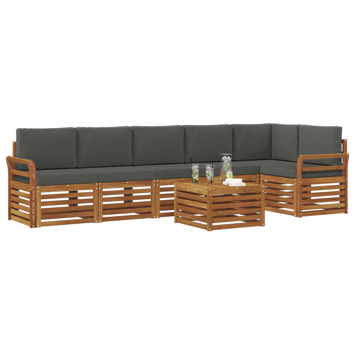 Set vanjskih sofa 7 kom. Prirodna i antracit Poliester