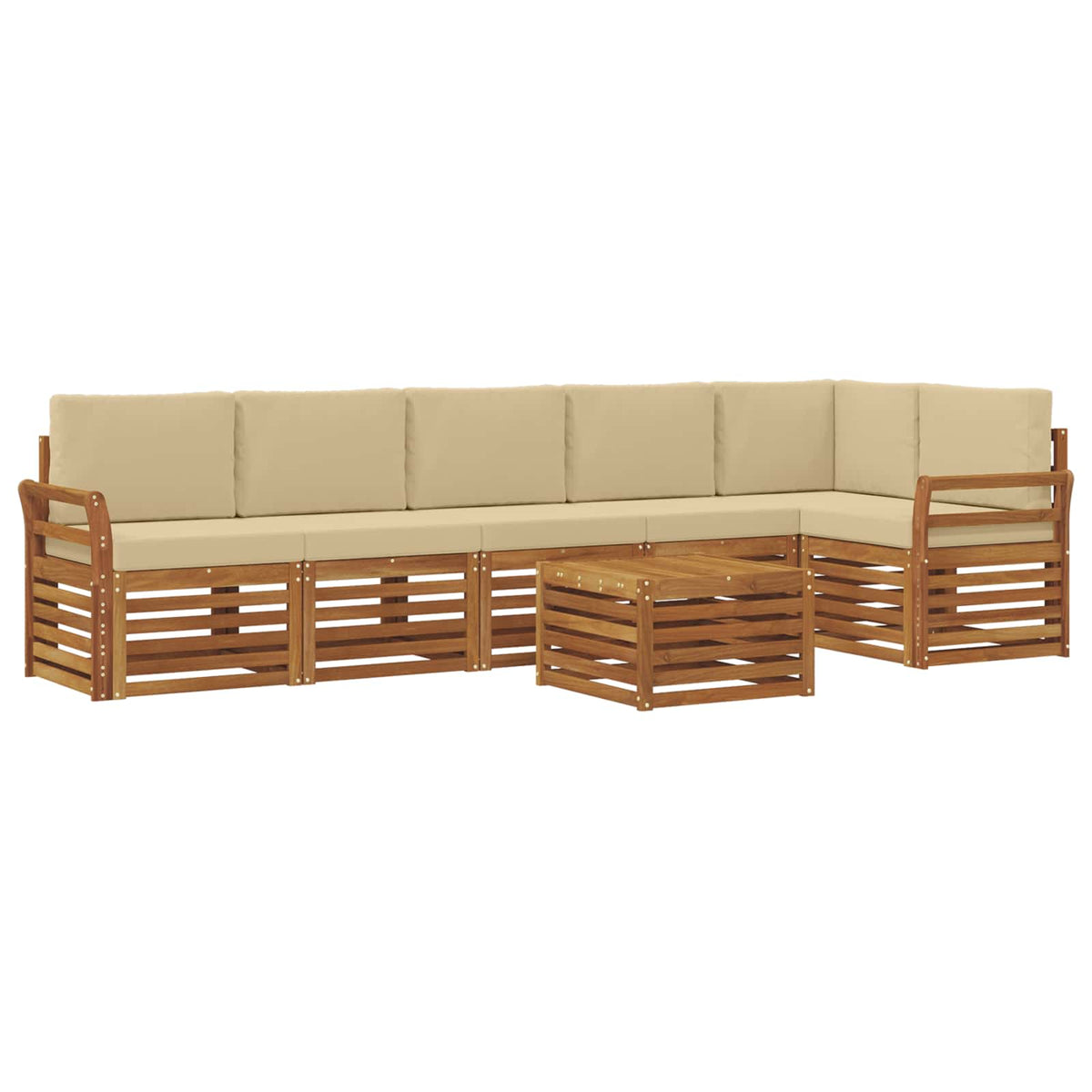 Set vanjskih sofa 7 kom. Prirodna i bež Poliester