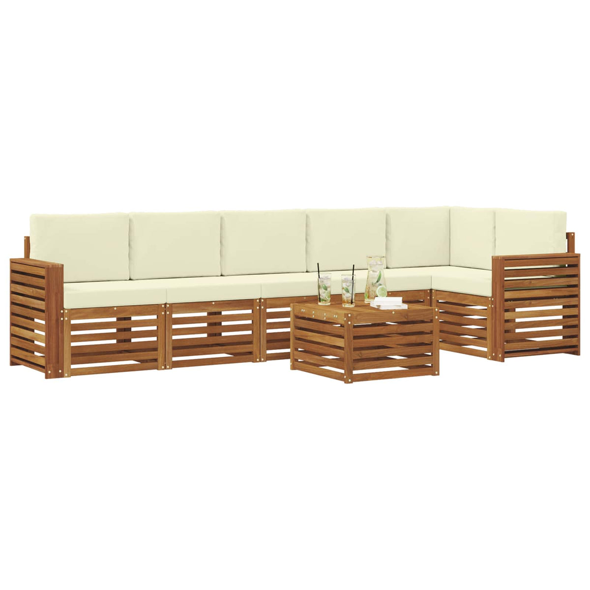 Set vanjskih sofa 7 kom. Prirodna i krem Poliester