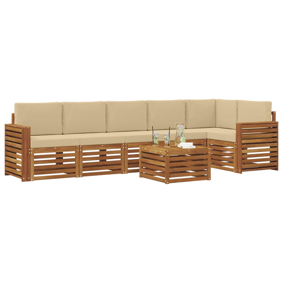 Set vanjskih sofa 7 kom. Prirodna i bež Poliester