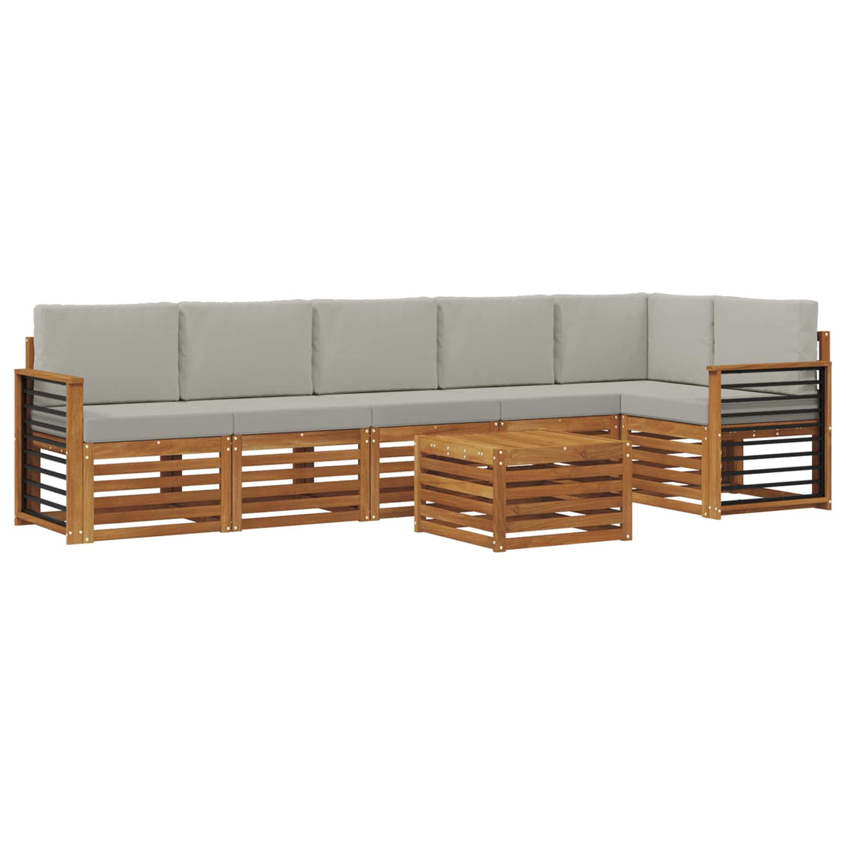 Set vanjskih sofa 7 kom. Prirodna i svijetlo siva Poliester
