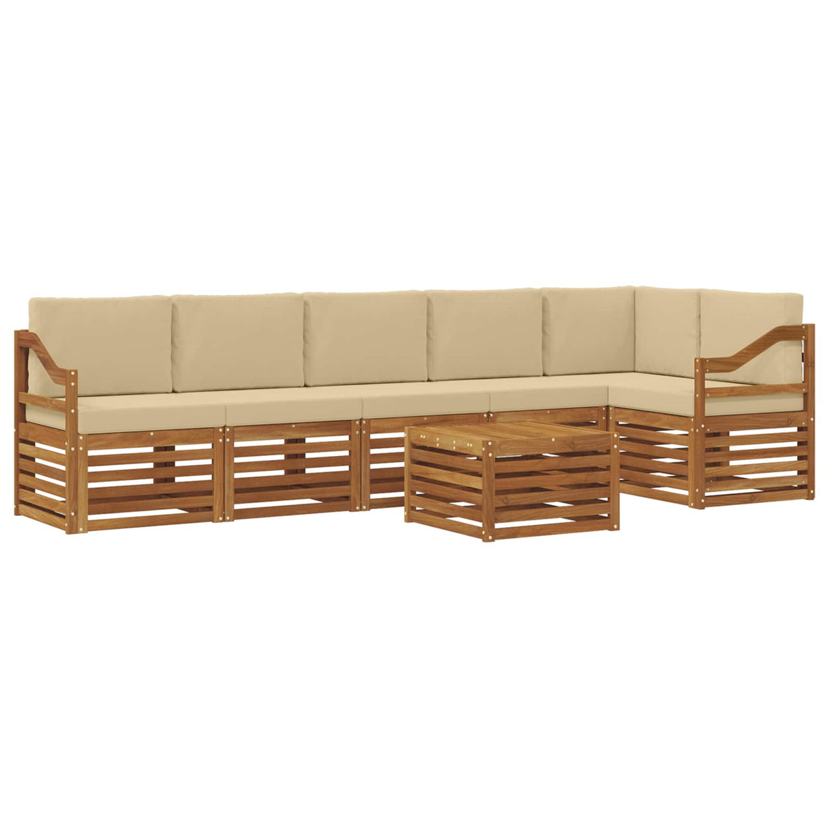 Set vanjskih sofa 7 kom. Prirodna i bež Poliester