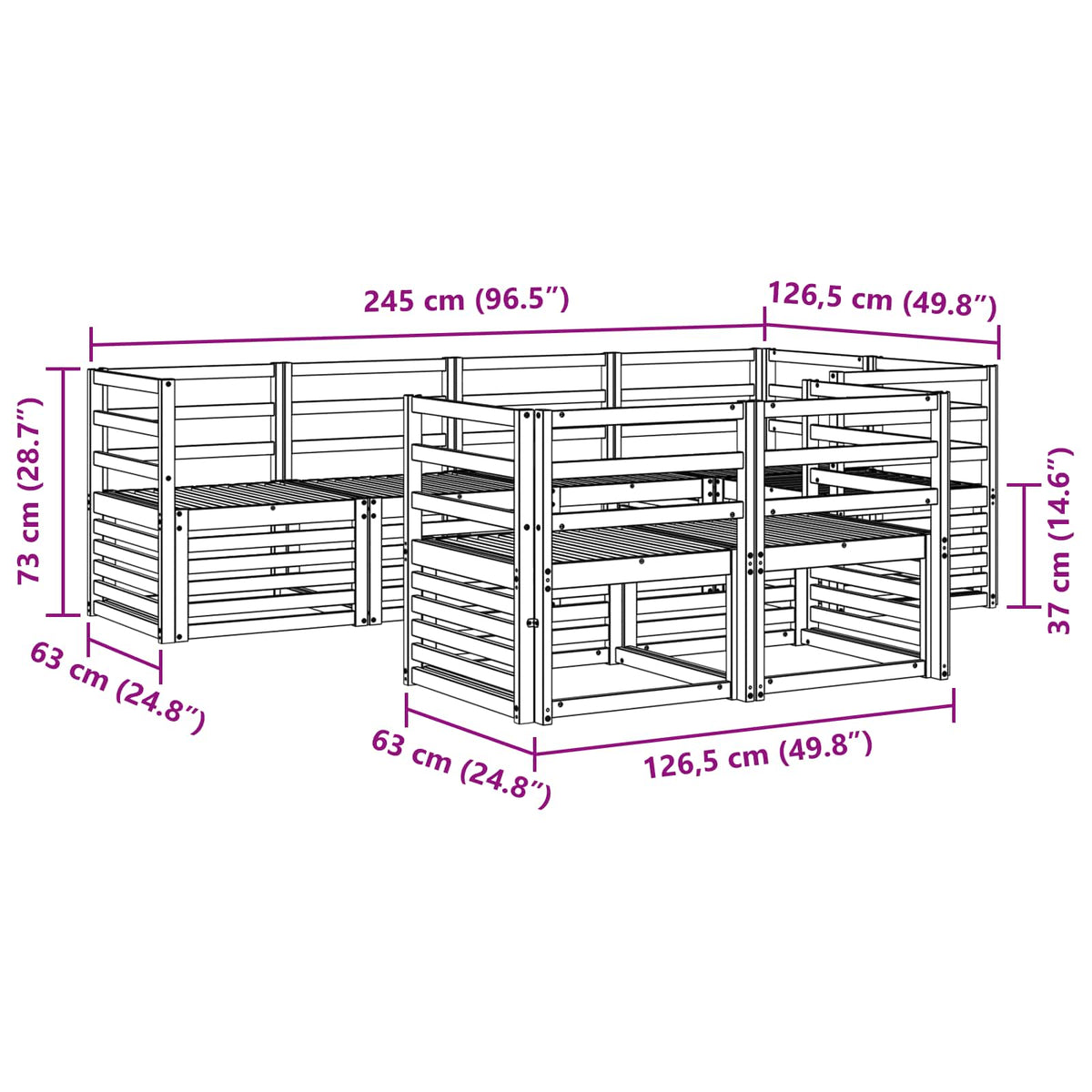 Sekcijska garnitura 7 pcs Prirodna