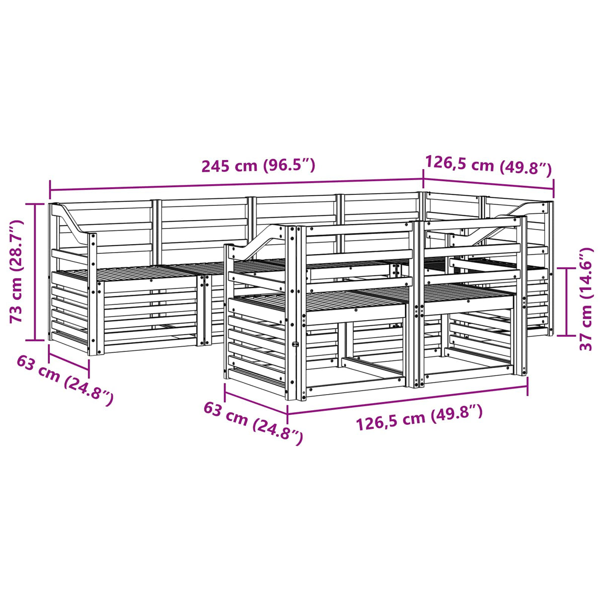 Sekcijska garnitura 7 pcs Prirodna