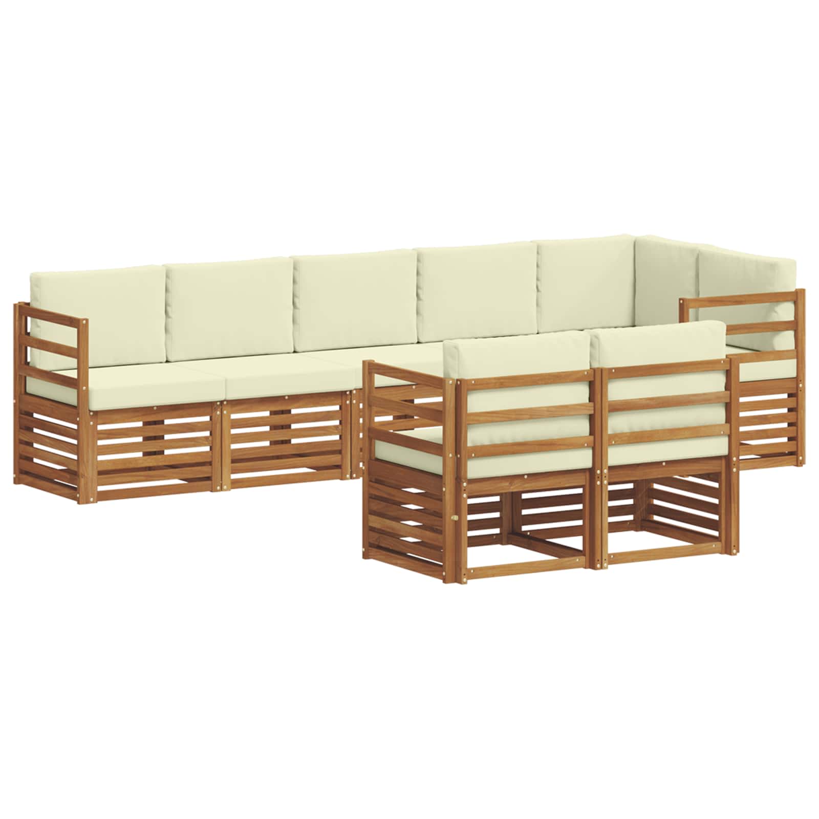 Setovi sofa 8 pcs Prirodna i krem Čvrsto drvo akacije