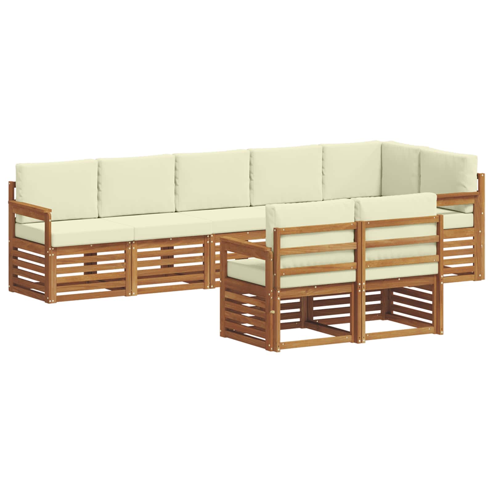 Setovi sofa 8 pcs Prirodna i krem Čvrsto drvo akacije