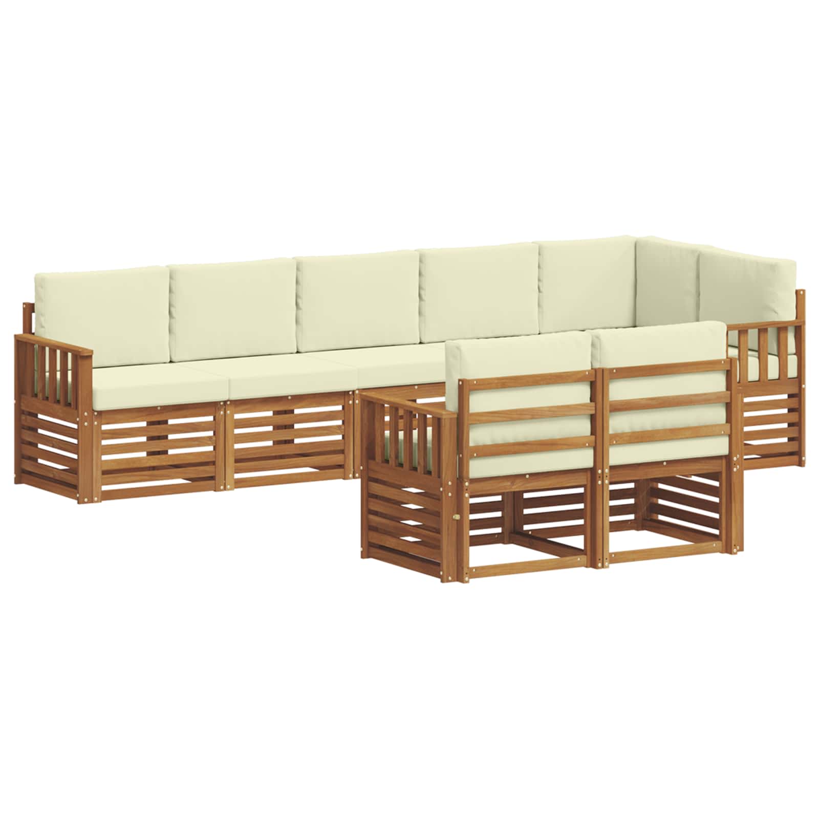 Setovi sofa 8 pcs Prirodna i krem Čvrsto drvo akacije