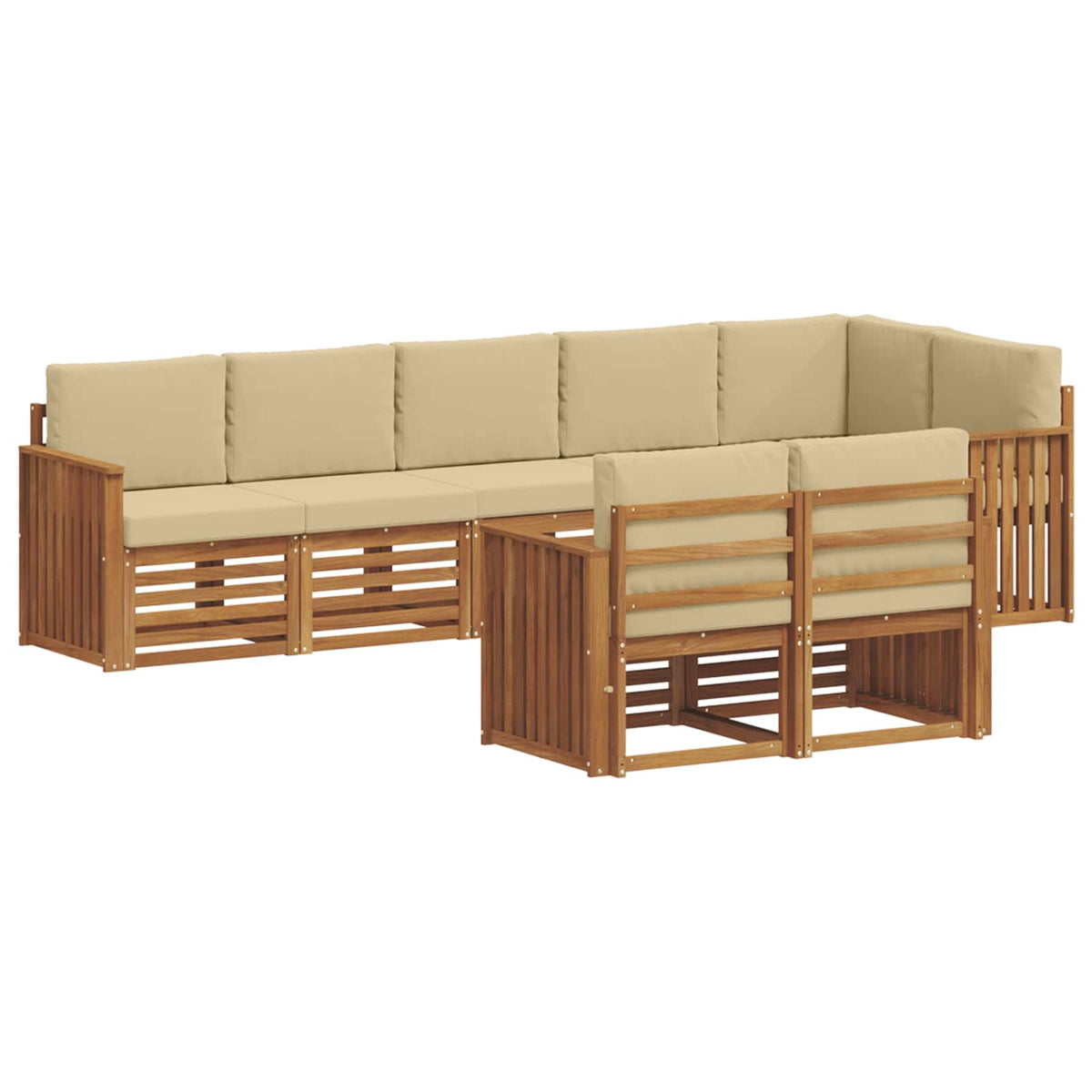 Set vanjskih sofa 8 kom. Prirodna i bež Poliester